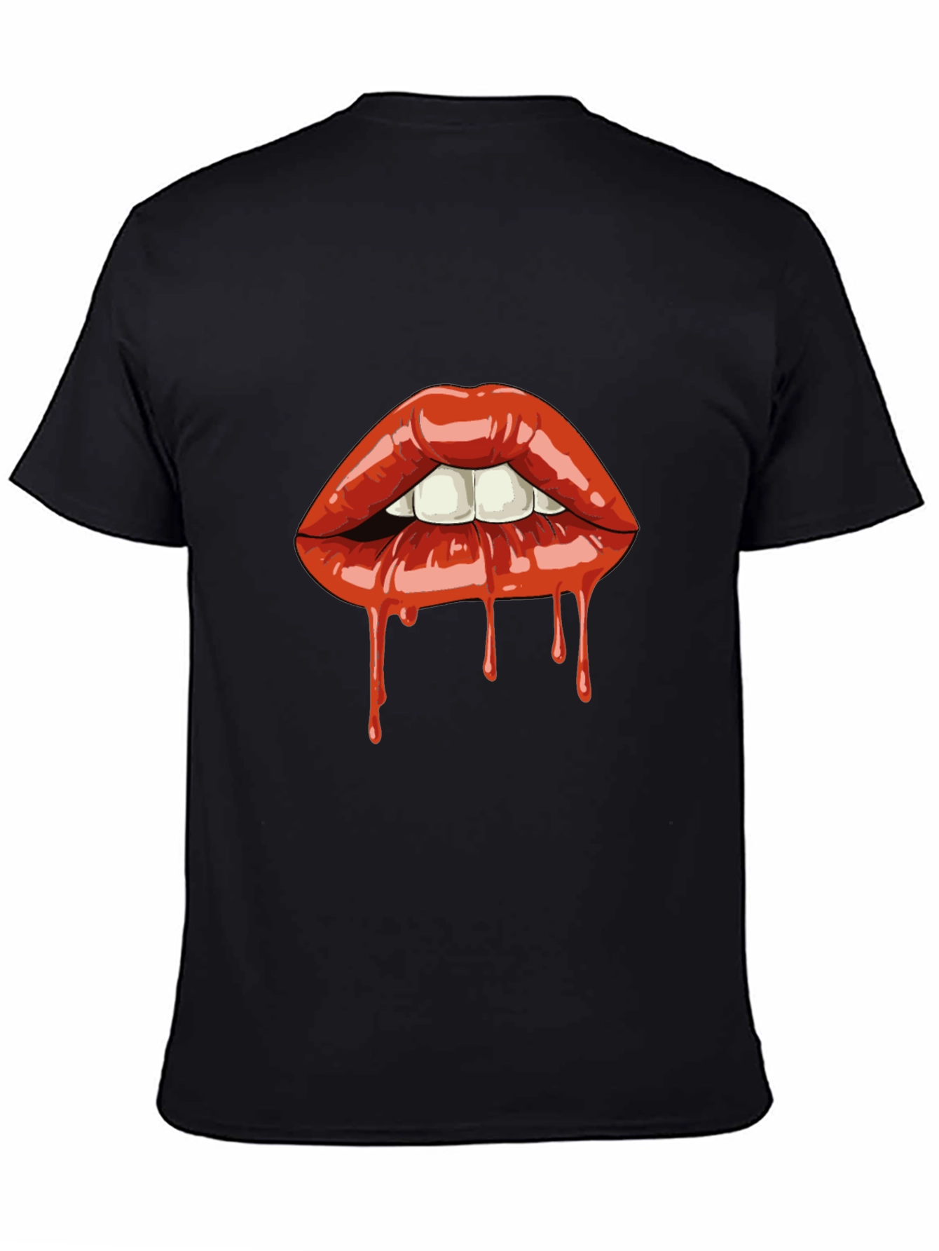 Dripping Lips Graphic Tee - Bold Black T-Shirt