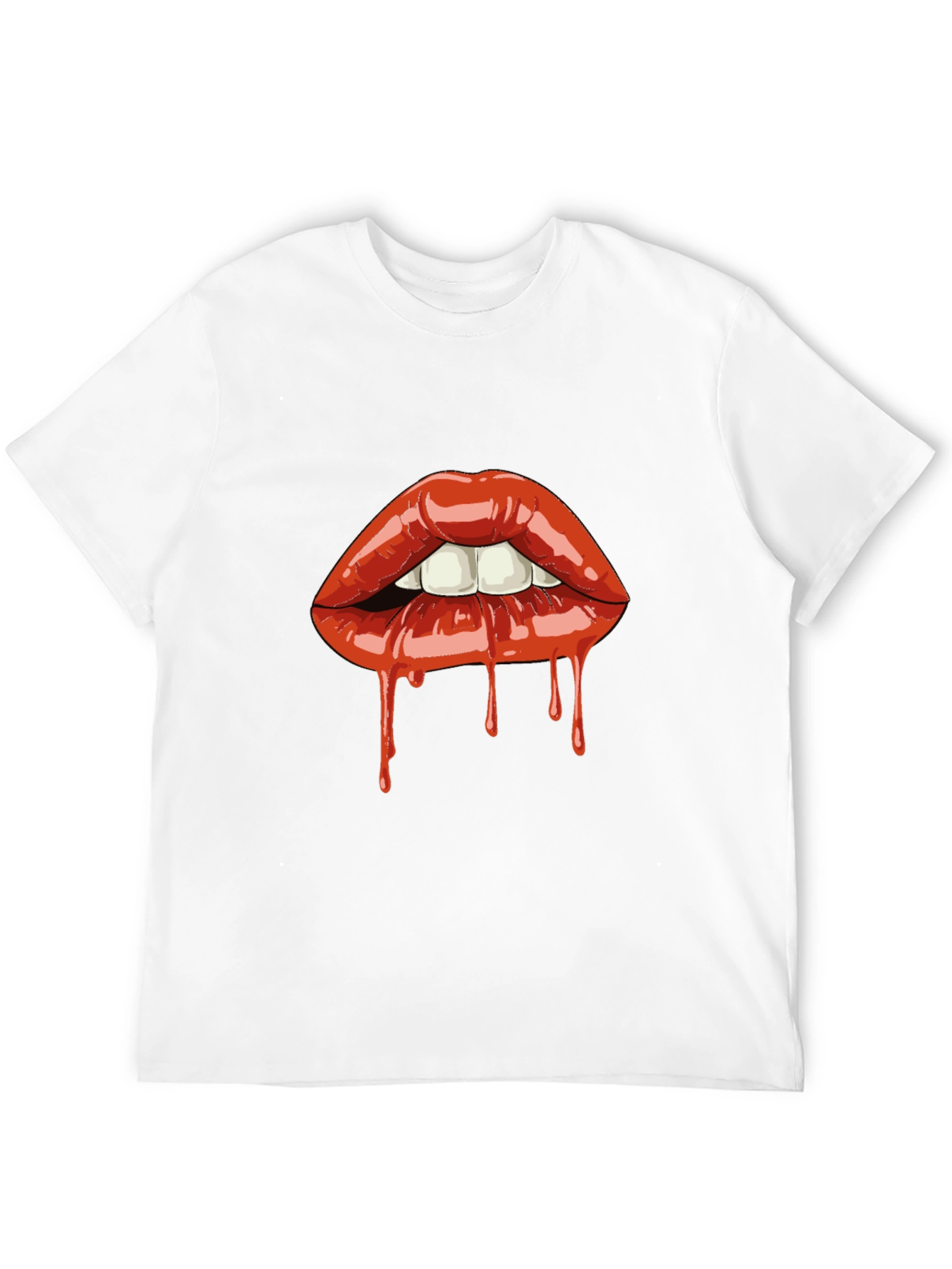 Dripping Lips Graphic Tee - Bold Black T-Shirt