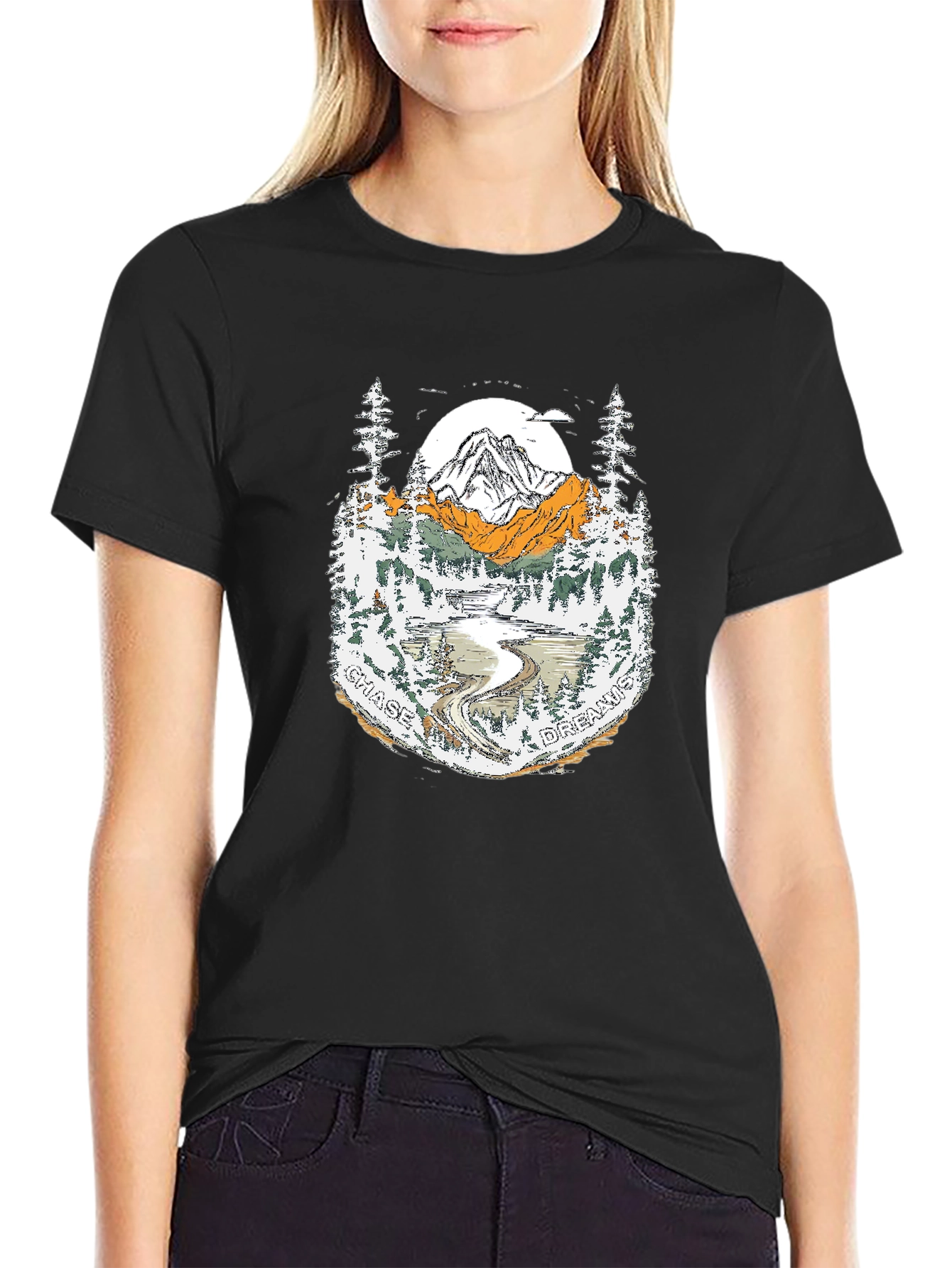 Chase Dreams Mountain Scene Graphic Tee