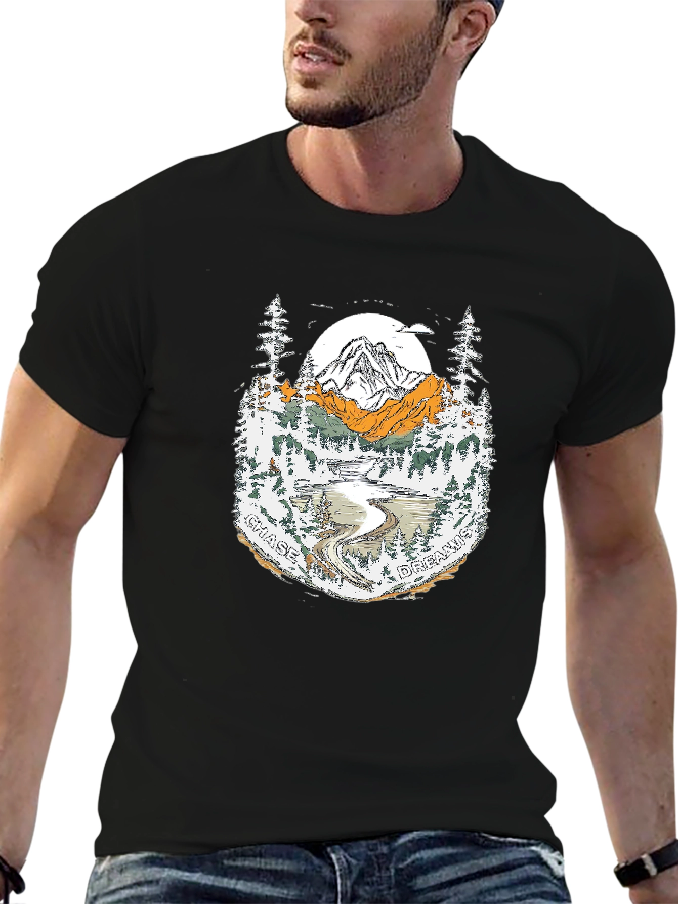 Chase Dreams Mountain Scene Graphic Tee