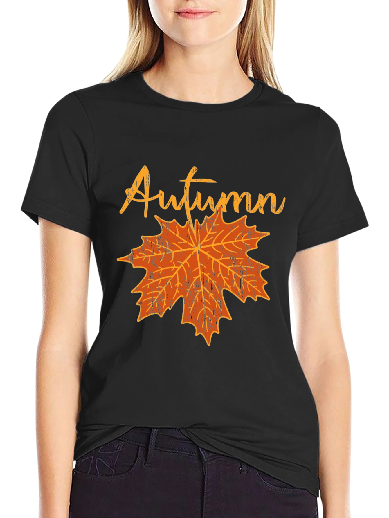 Autumn Leaf Graphic T-Shirt - Black