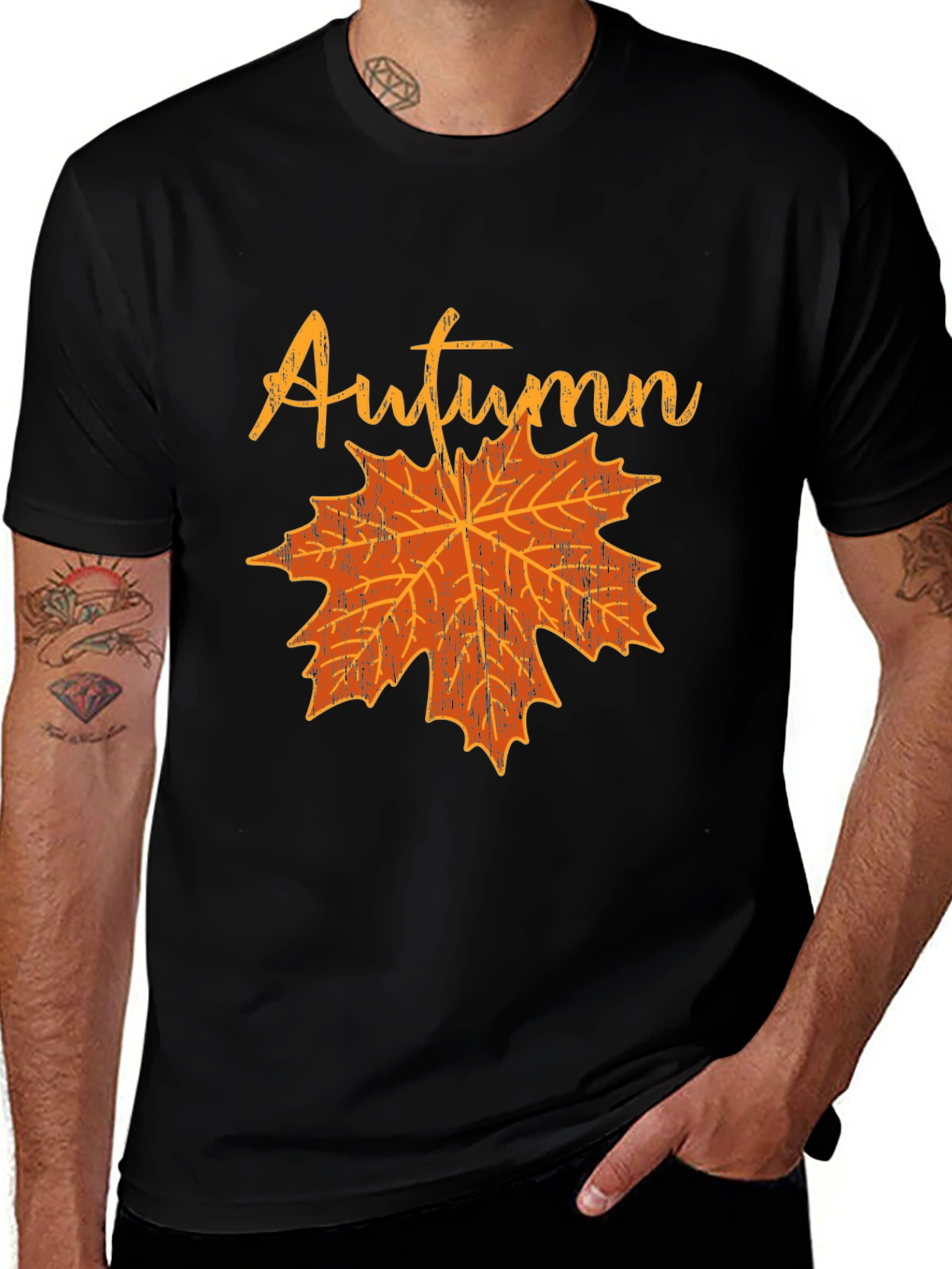 Autumn Leaf Graphic T-Shirt - Black