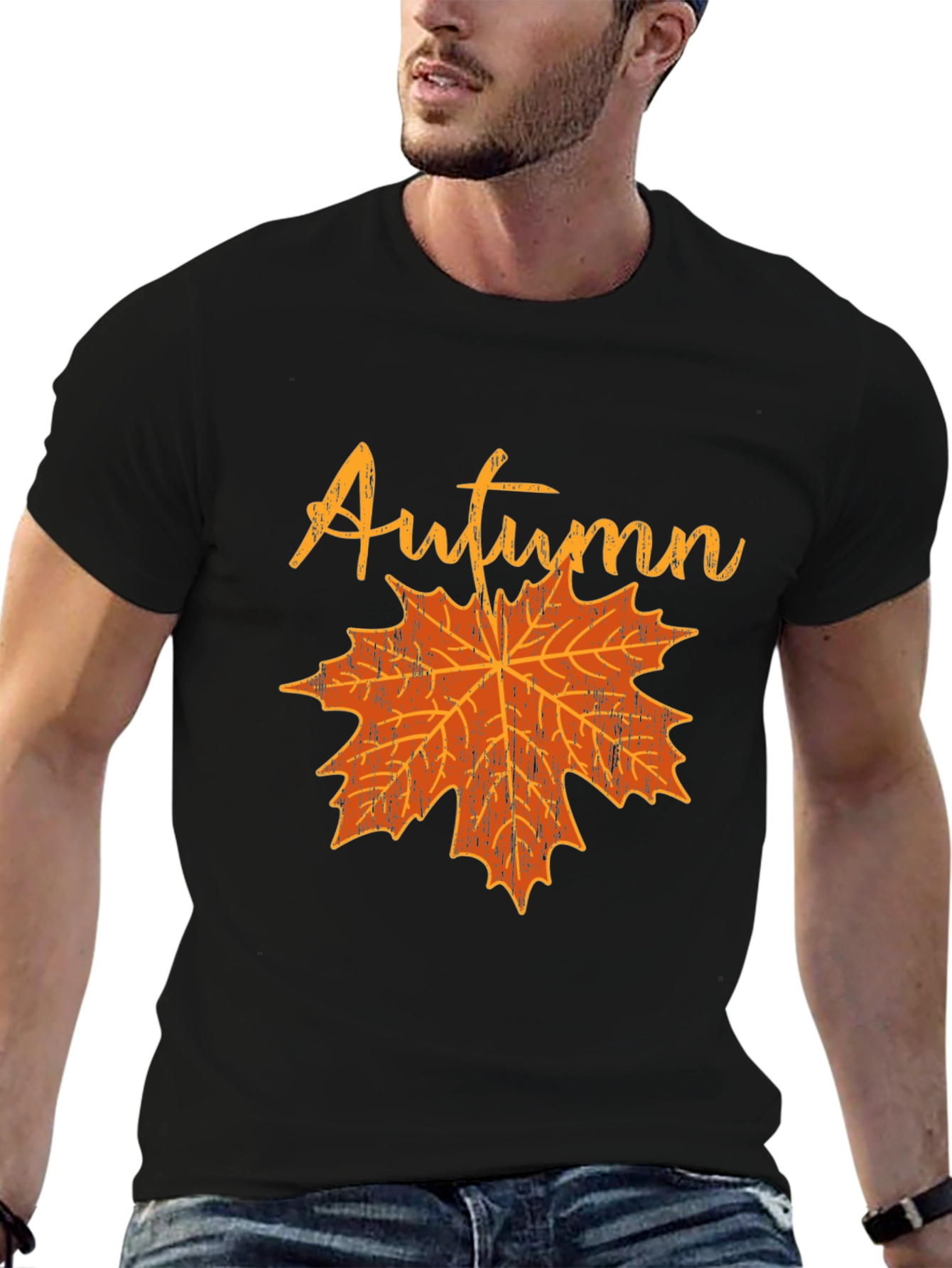 Autumn Leaf Graphic T-Shirt - Black