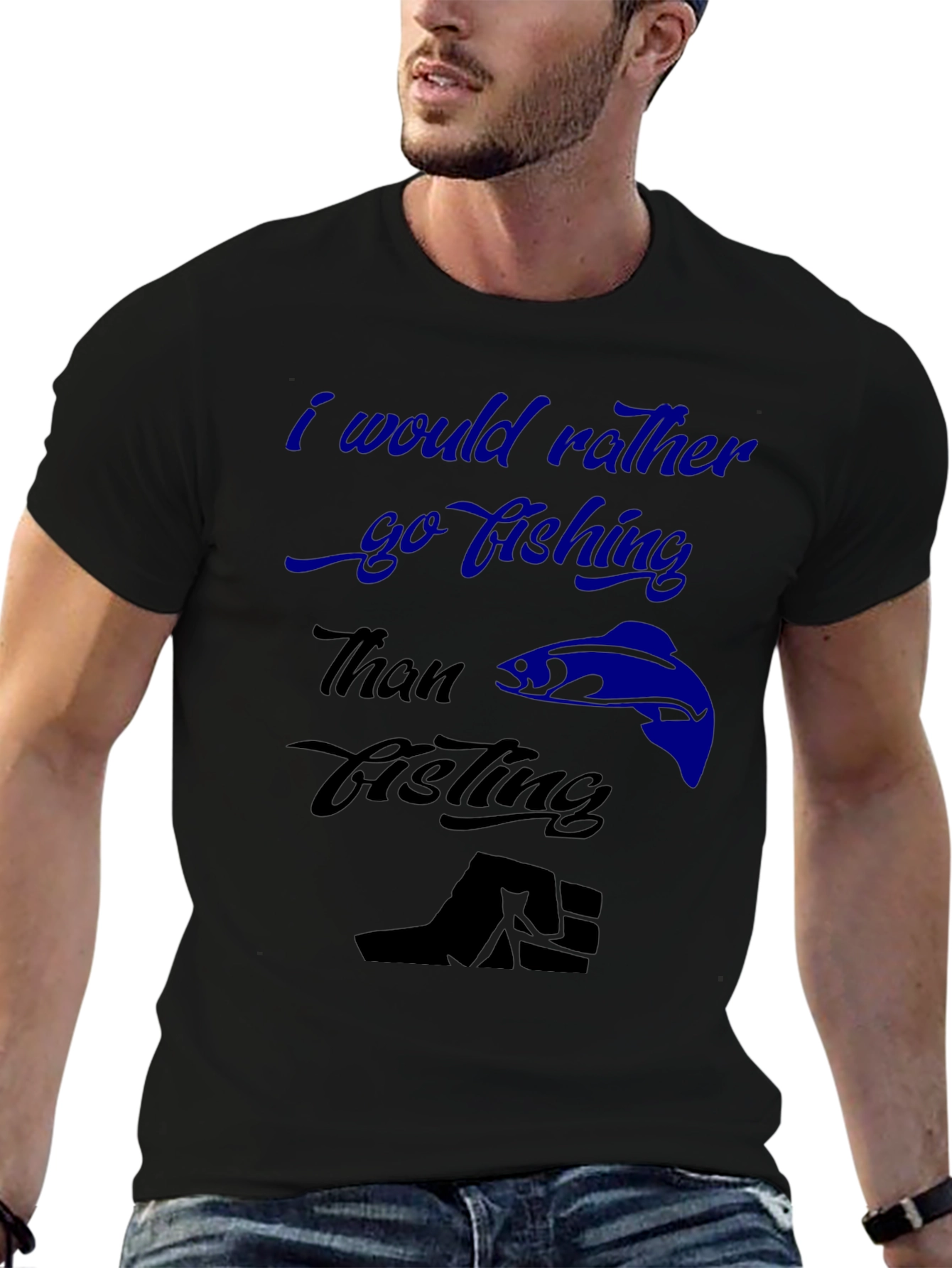 Funny Fishing T-Shirt - Id Rather Go Fishing