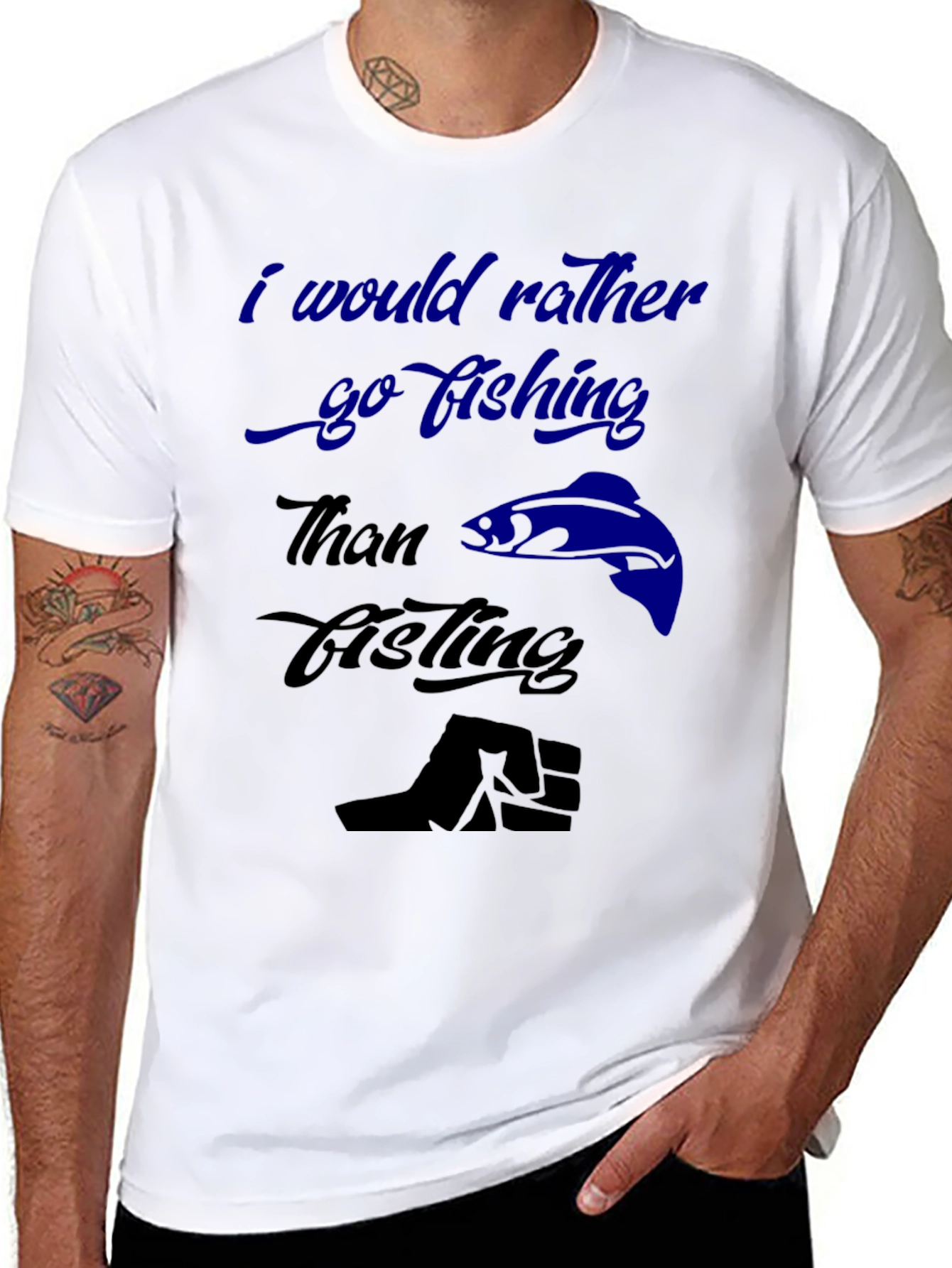 Funny Fishing T-Shirt - Id Rather Go Fishing