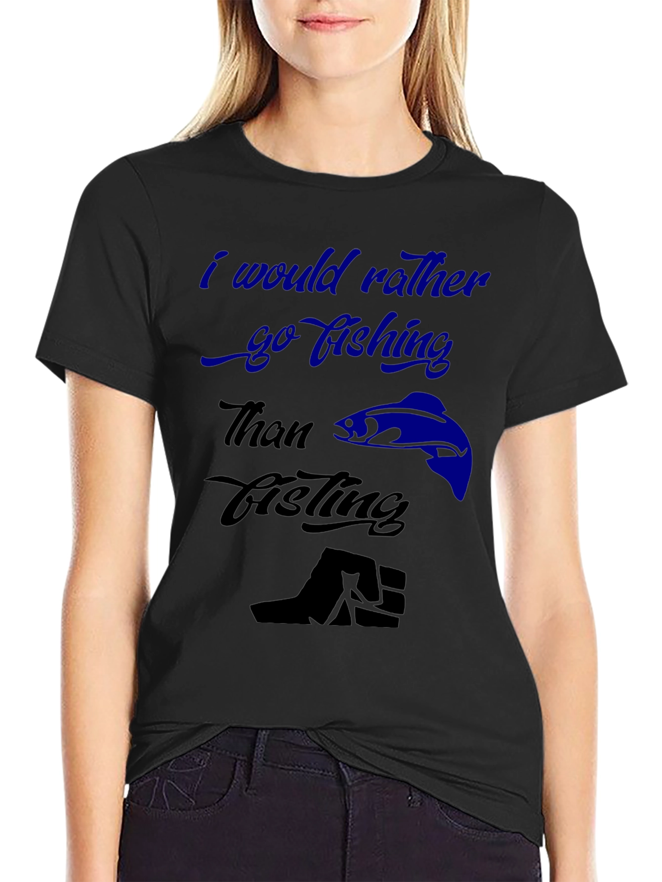 Funny Fishing T-Shirt - Id Rather Go Fishing