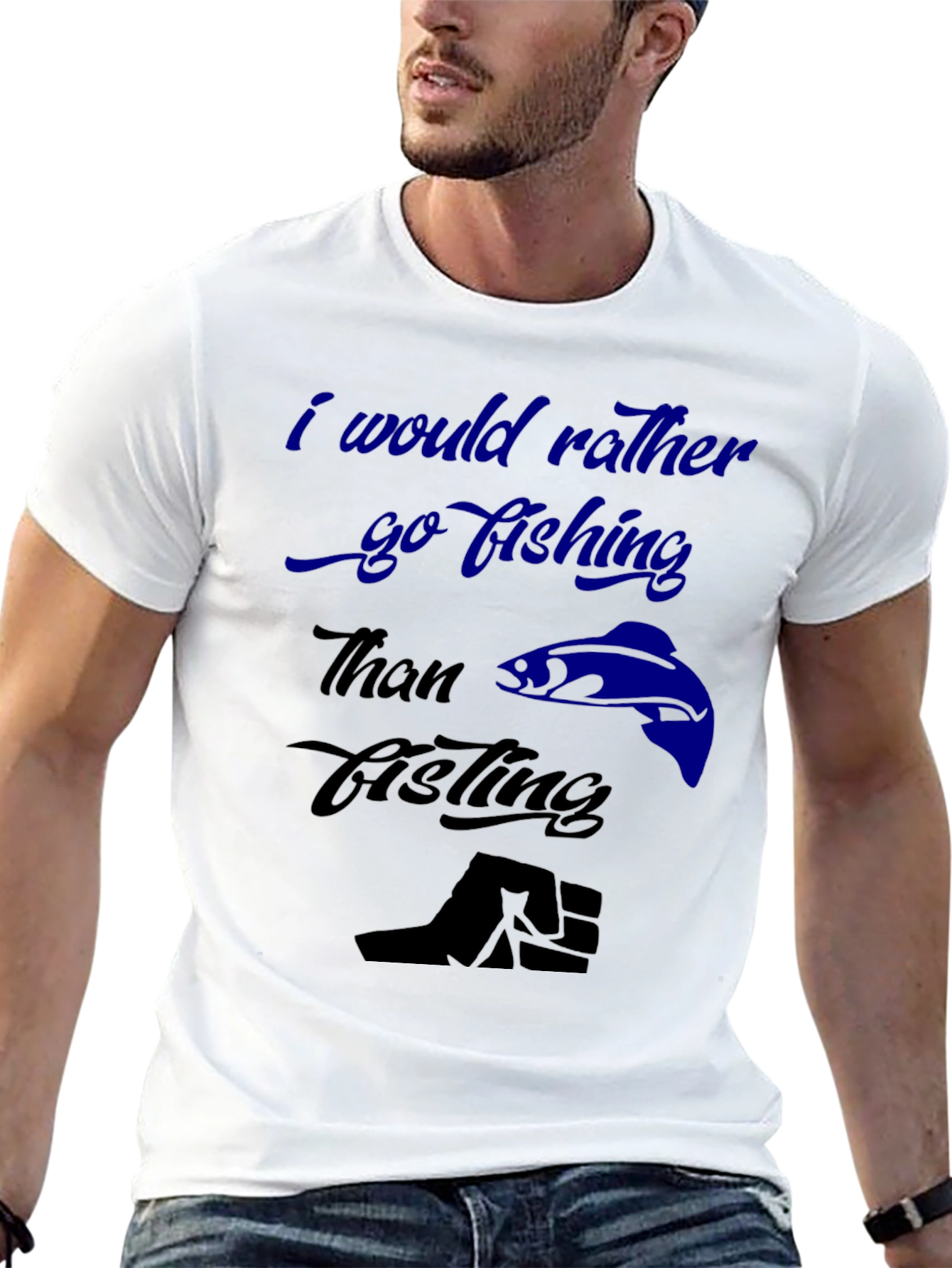 Funny Fishing T-Shirt - Id Rather Go Fishing