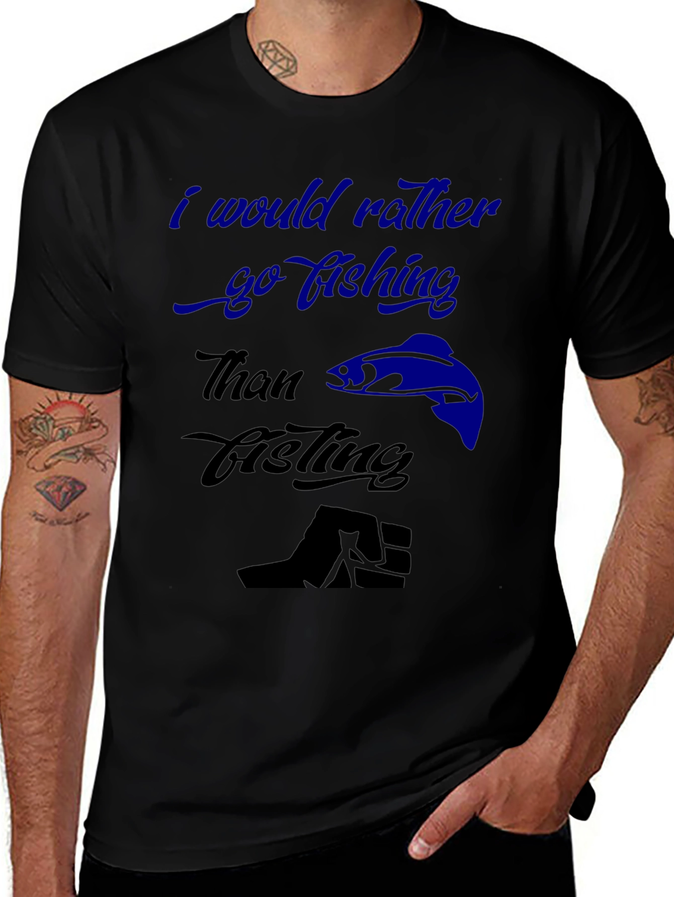 Funny Fishing T-Shirt - Id Rather Go Fishing