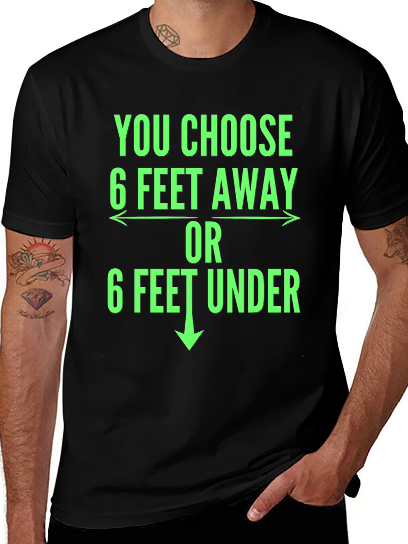 6 Feet Away T-Shirt Funny Novelty Tee