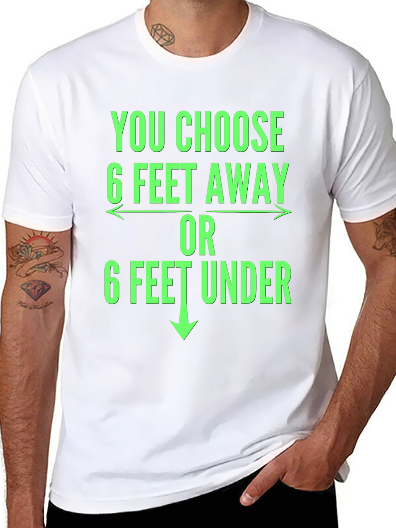 6 Feet Away T-Shirt Funny Novelty Tee