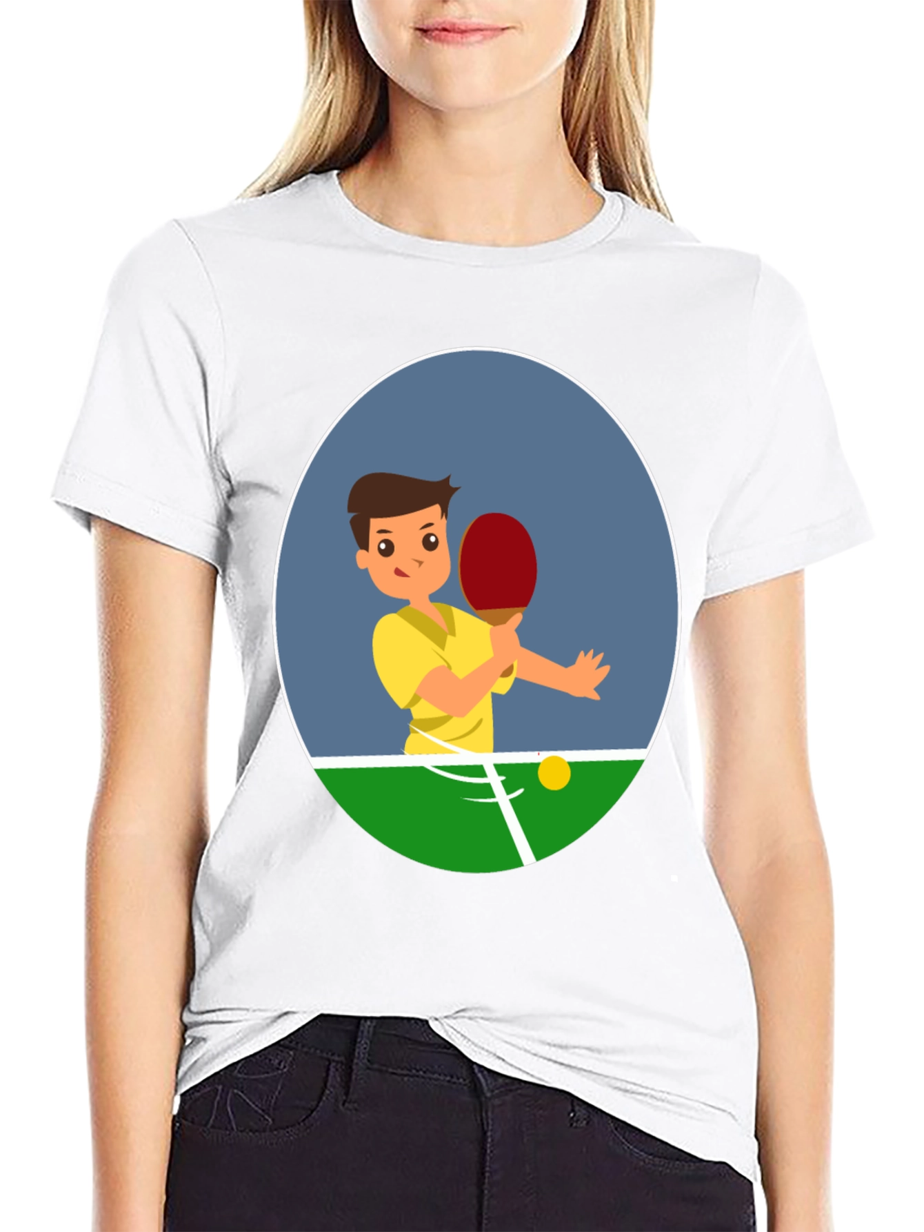 Ping Pong Player Graphic Tee - Black