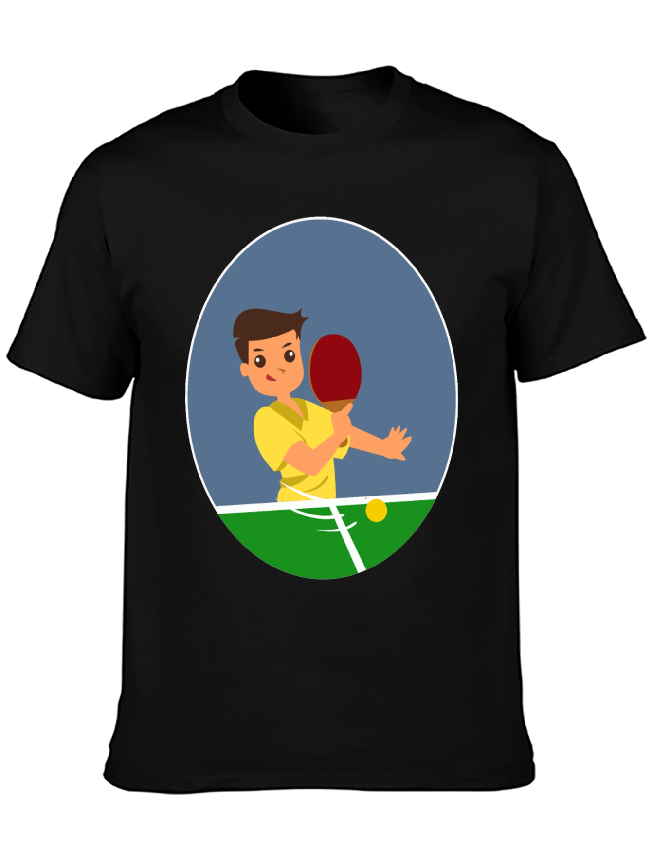 Ping Pong Player Graphic Tee - Black