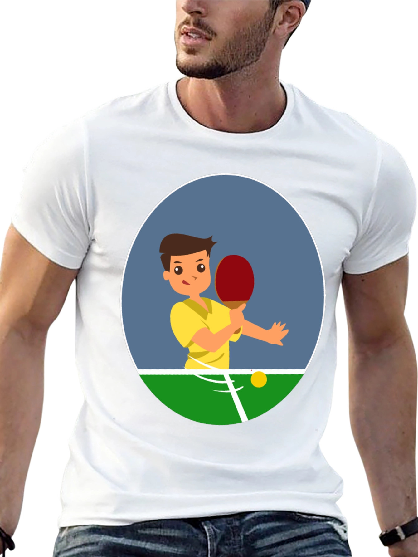Ping Pong Player Graphic Tee - Black