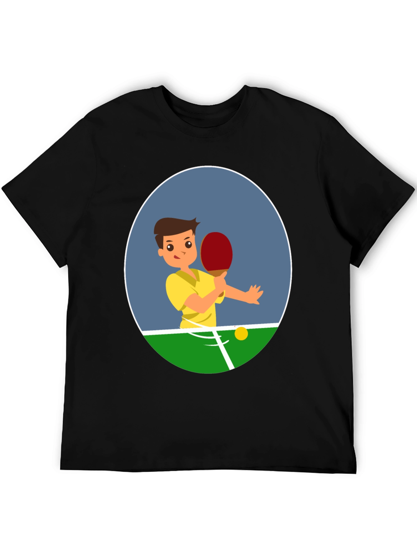 Ping Pong Player Graphic Tee - Black