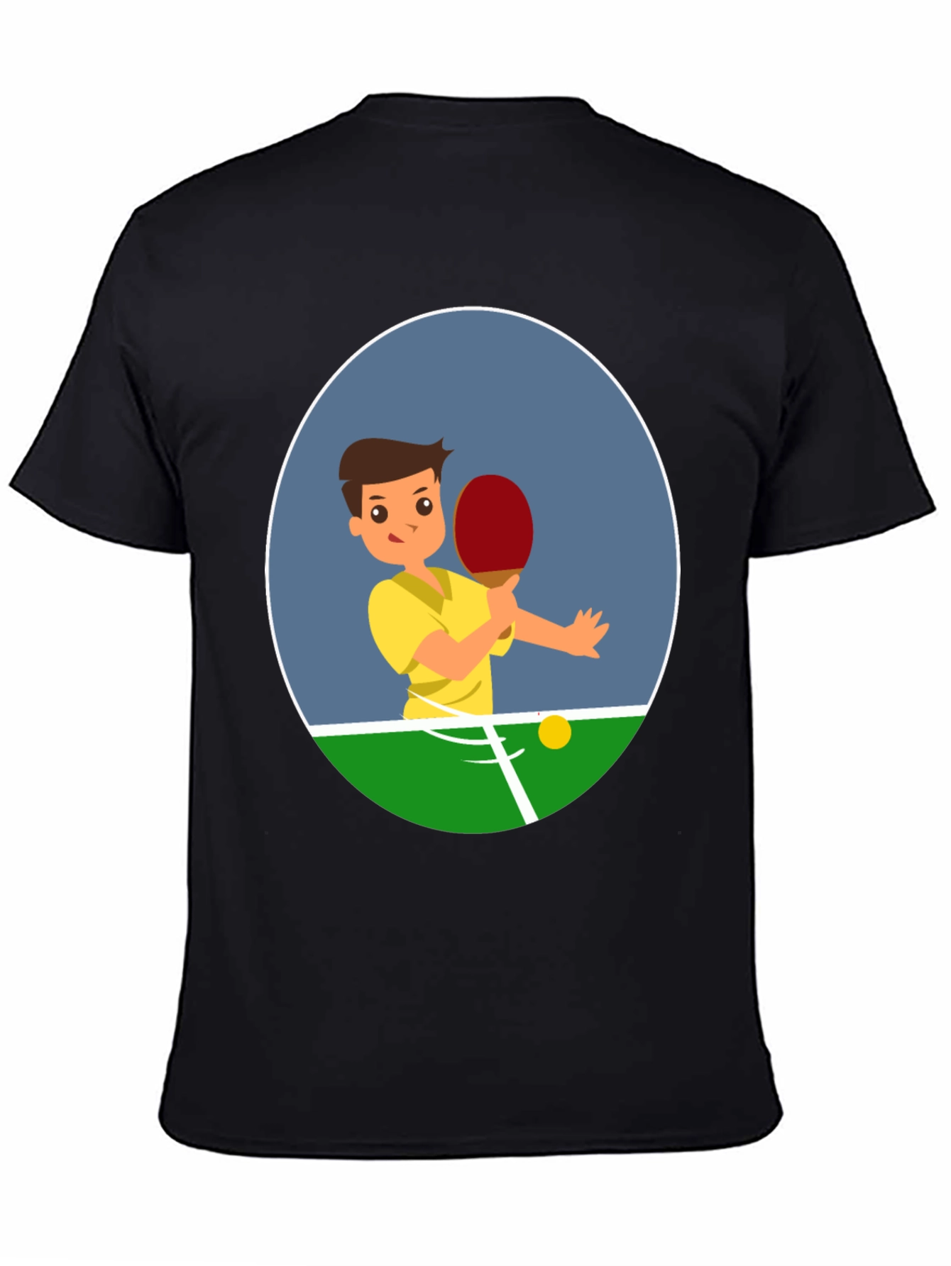 Ping Pong Player Graphic Tee - Black
