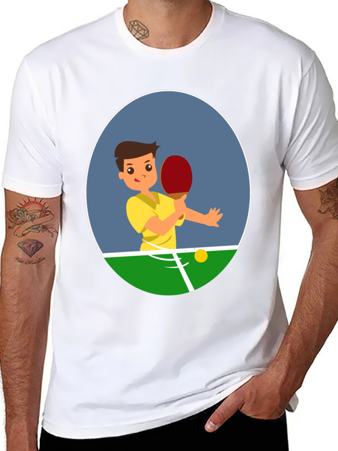Ping Pong Player Graphic Tee - Black