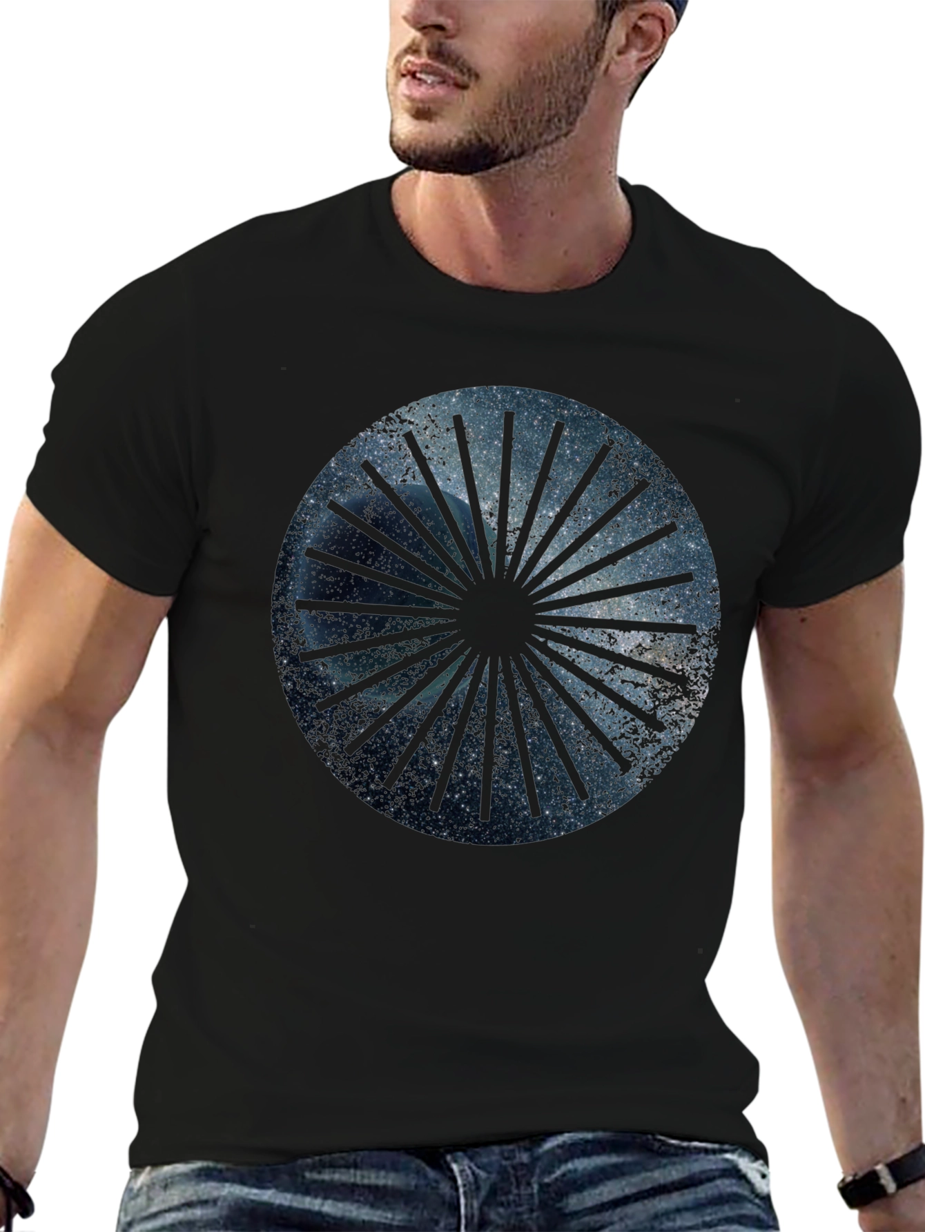 Cosmic Ray Graphic Tee - Black Cotton Blend