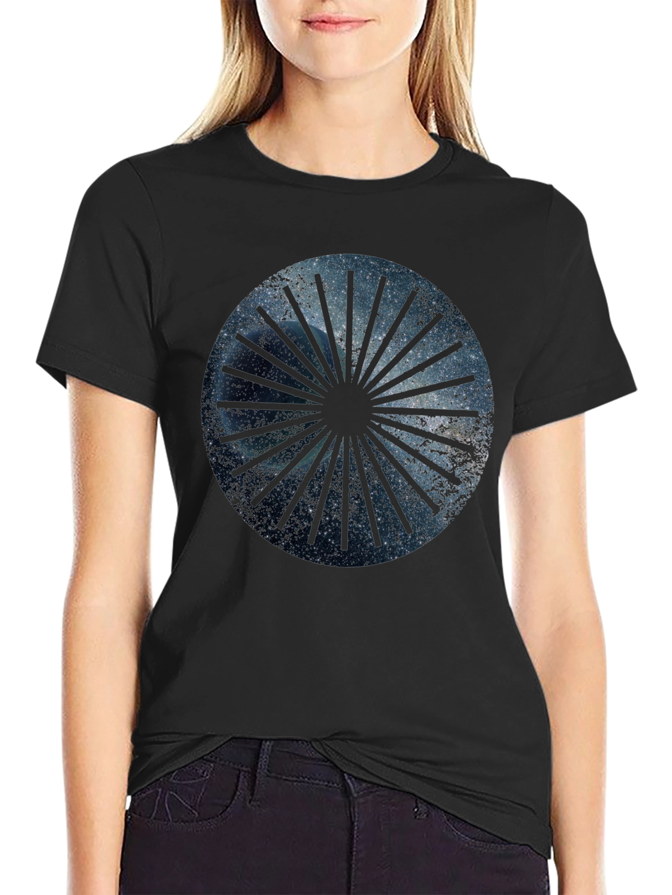 Cosmic Ray Graphic Tee - Black Cotton Blend
