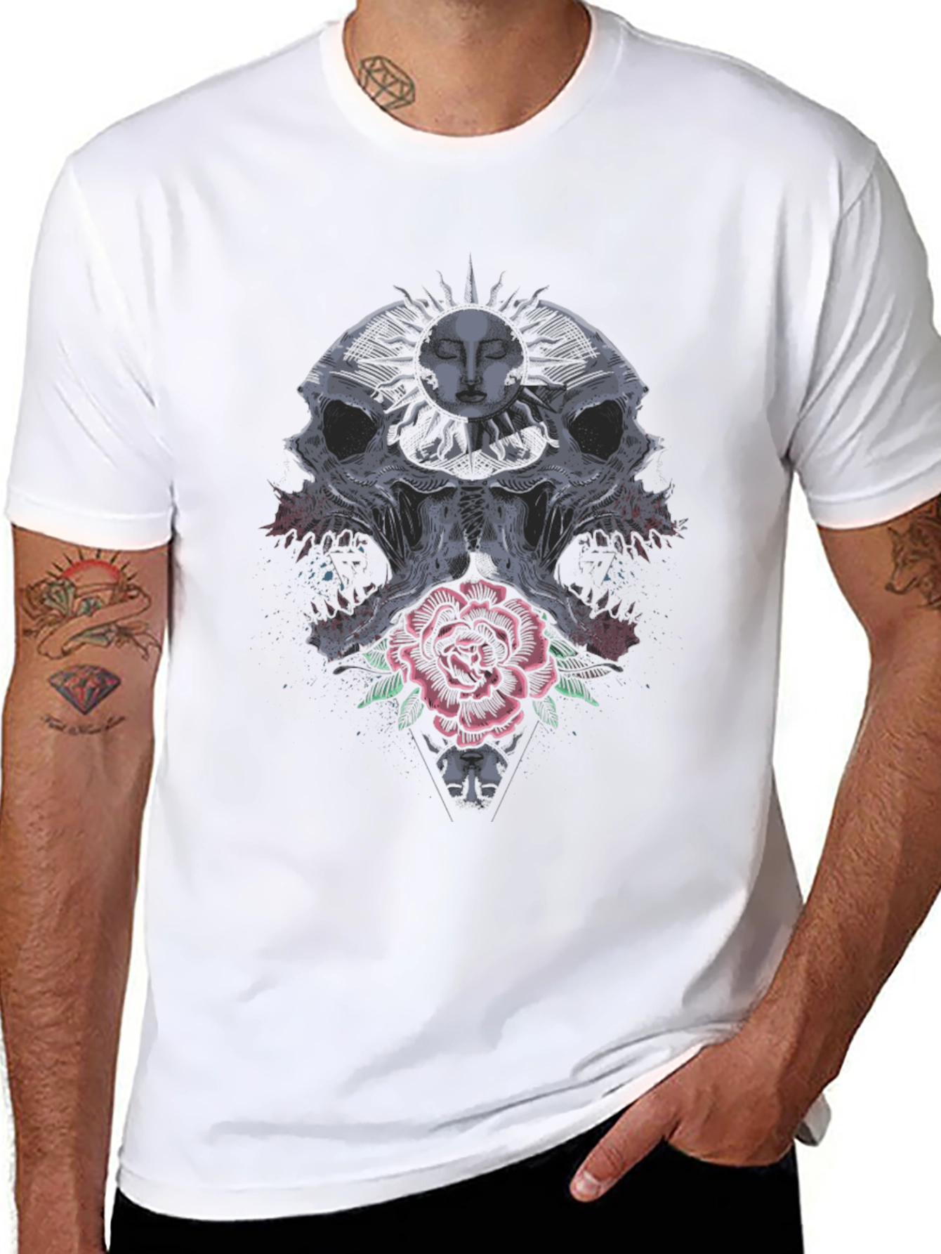 Skull & Rose Graphic Tee - Edgy Style