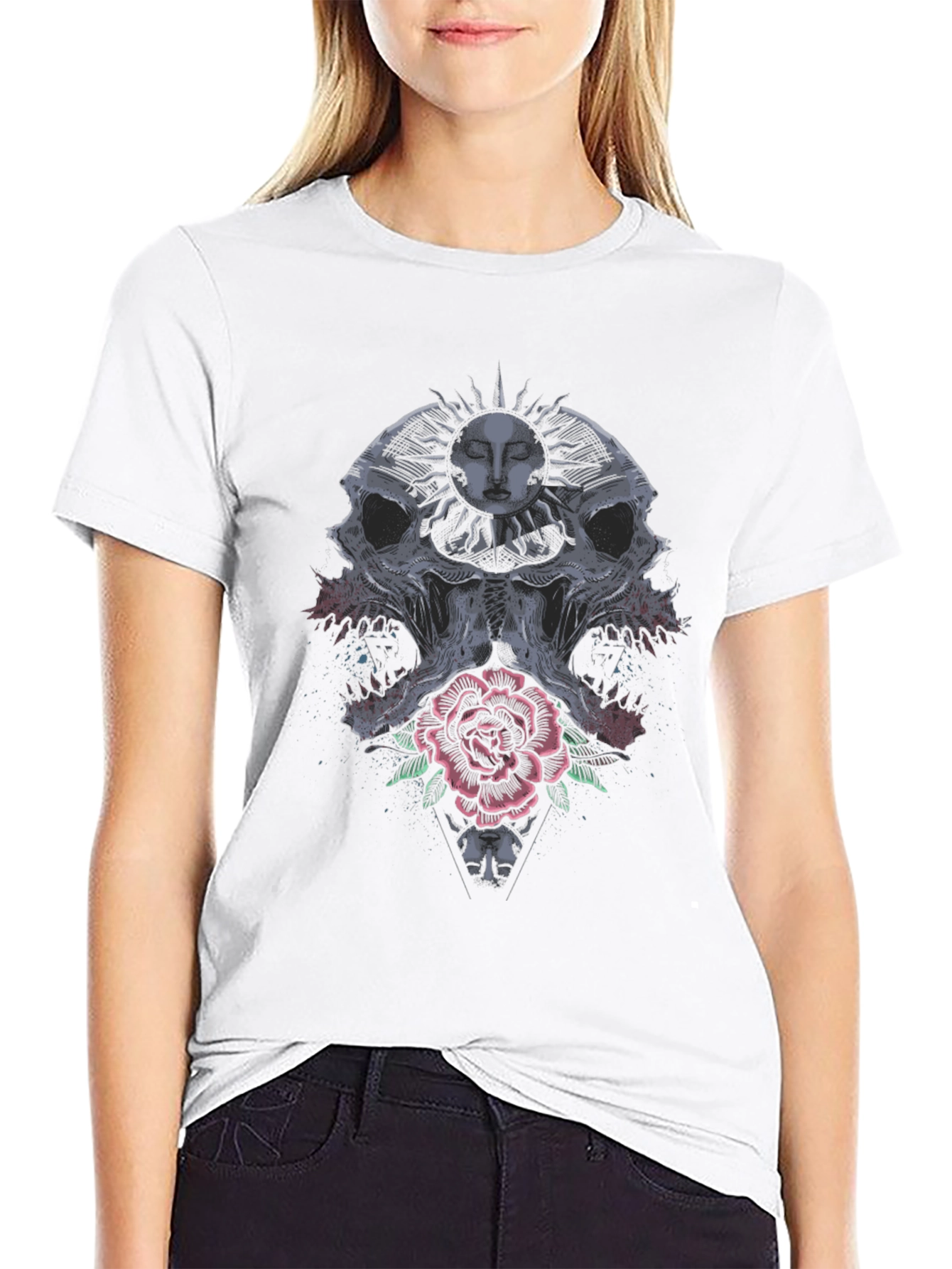 Skull & Rose Graphic Tee - Edgy Style