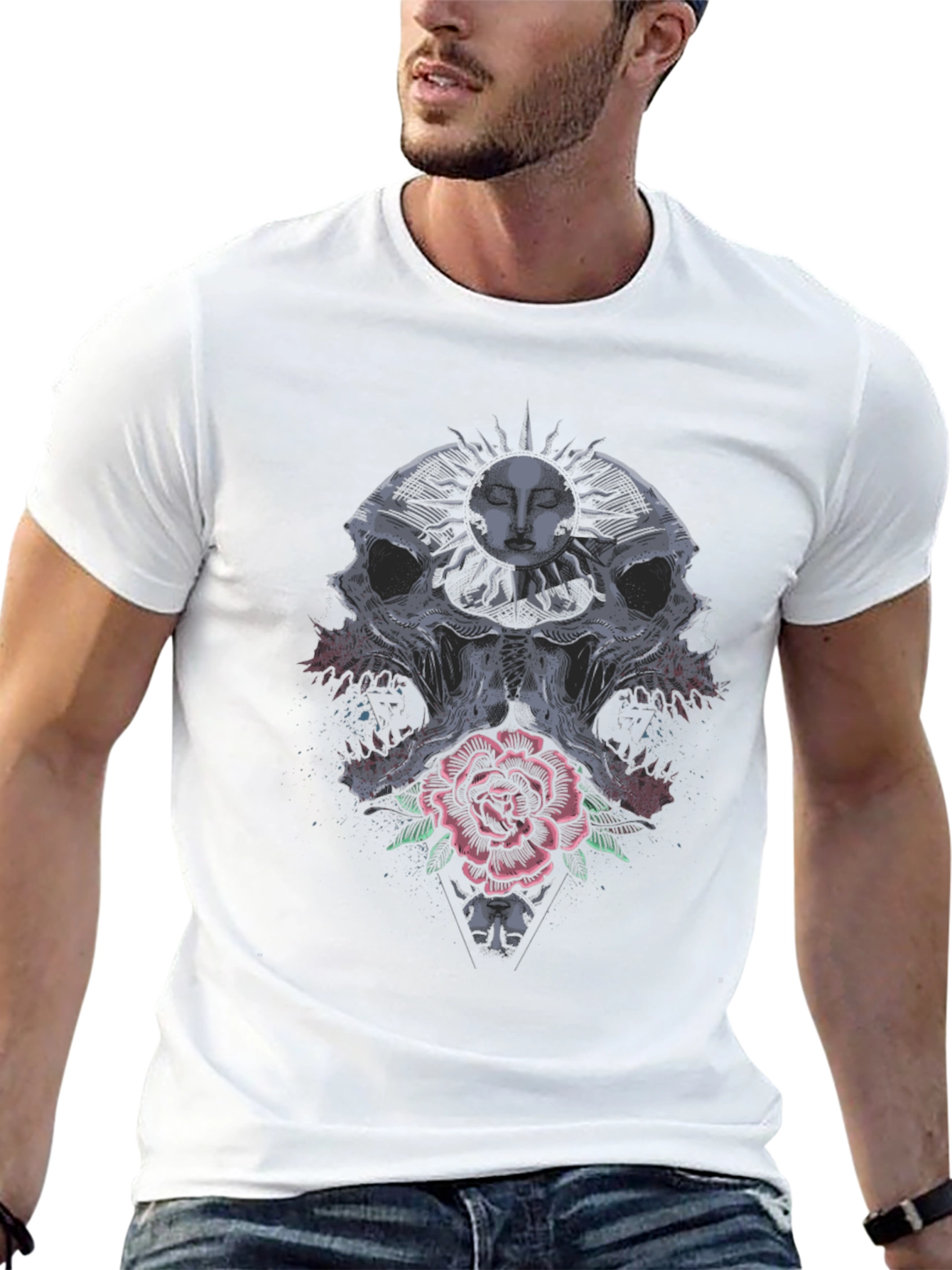 Skull & Rose Graphic Tee - Edgy Style
