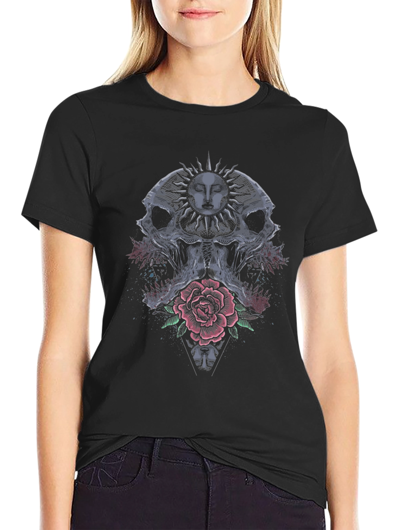 Skull & Rose Graphic Tee - Edgy Style