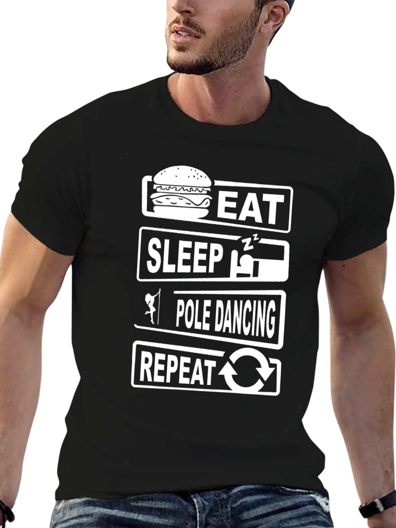 Eat Sleep Pole Dance Repeat Funny T-Shirt