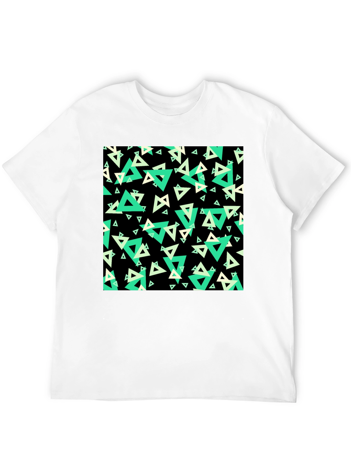 Geometric Triangle Print Black T-Shirt