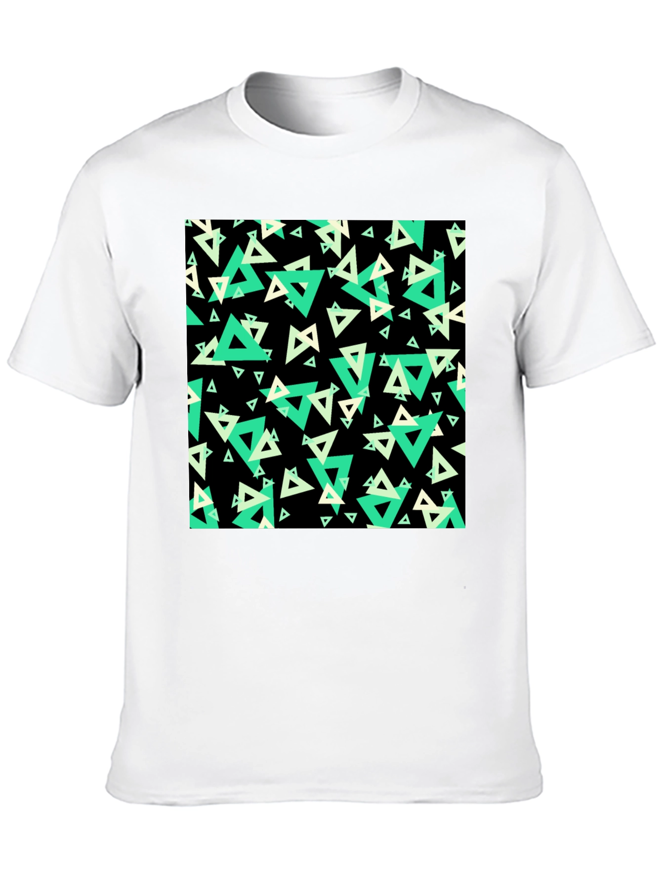 Geometric Triangle Print Black T-Shirt