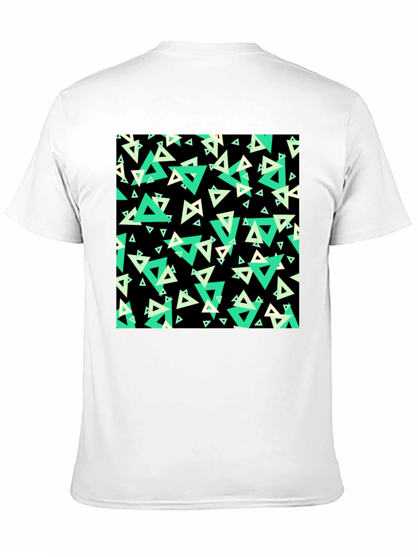 Geometric Triangle Print Black T-Shirt