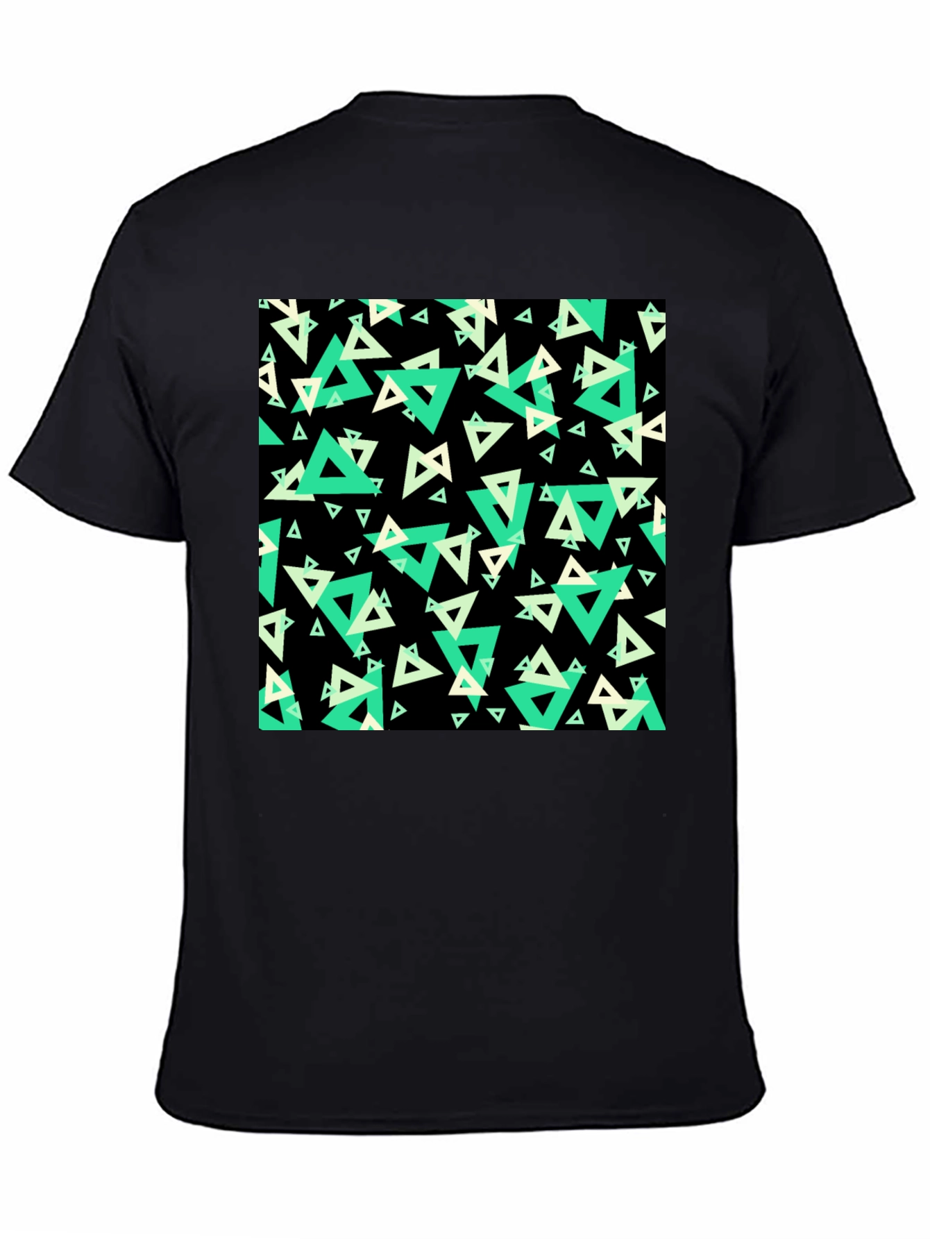 Geometric Triangle Print Black T-Shirt