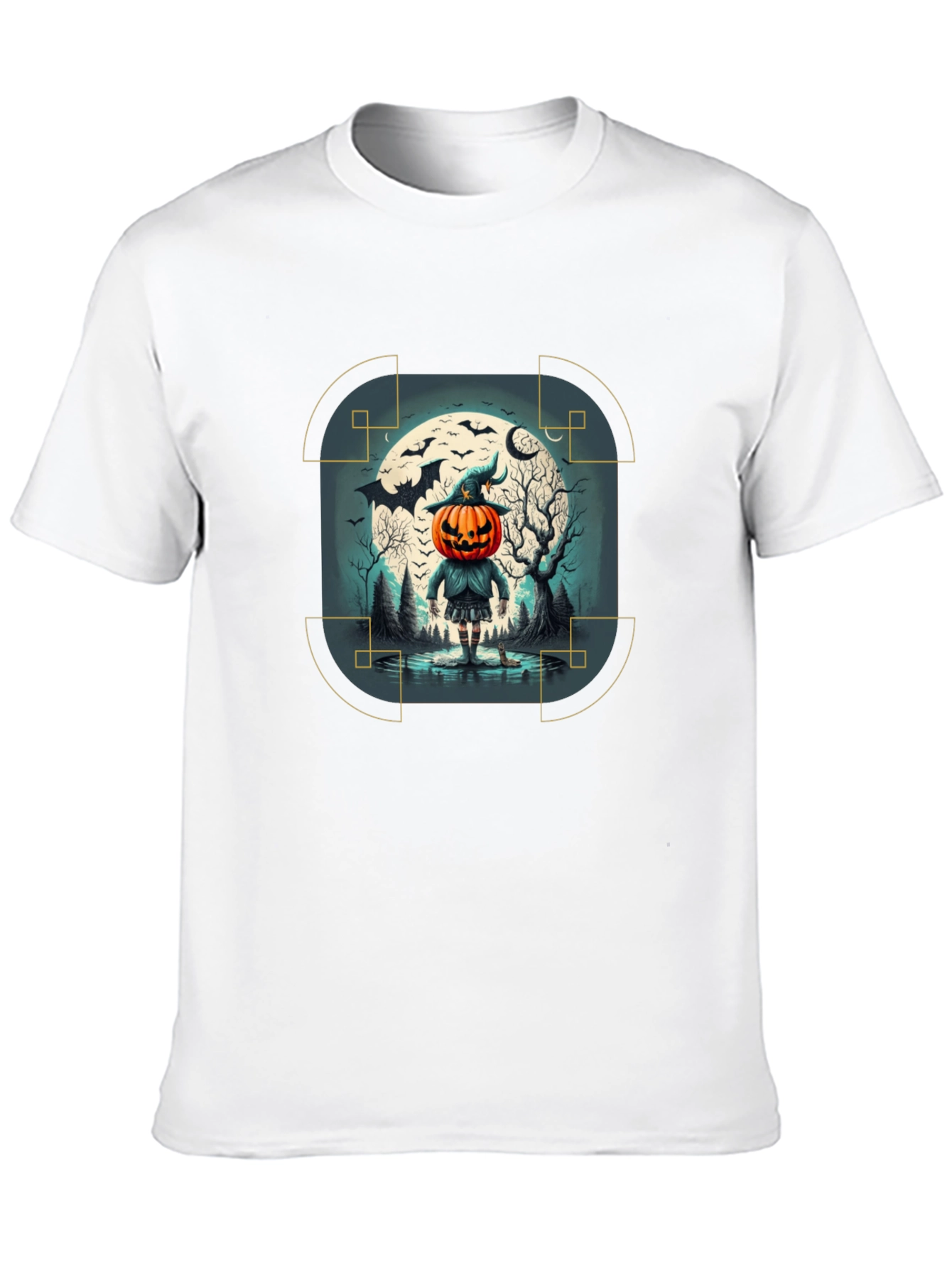 Halloween Pumpkin Head Graphic Tee - Mens Black T-Shirt