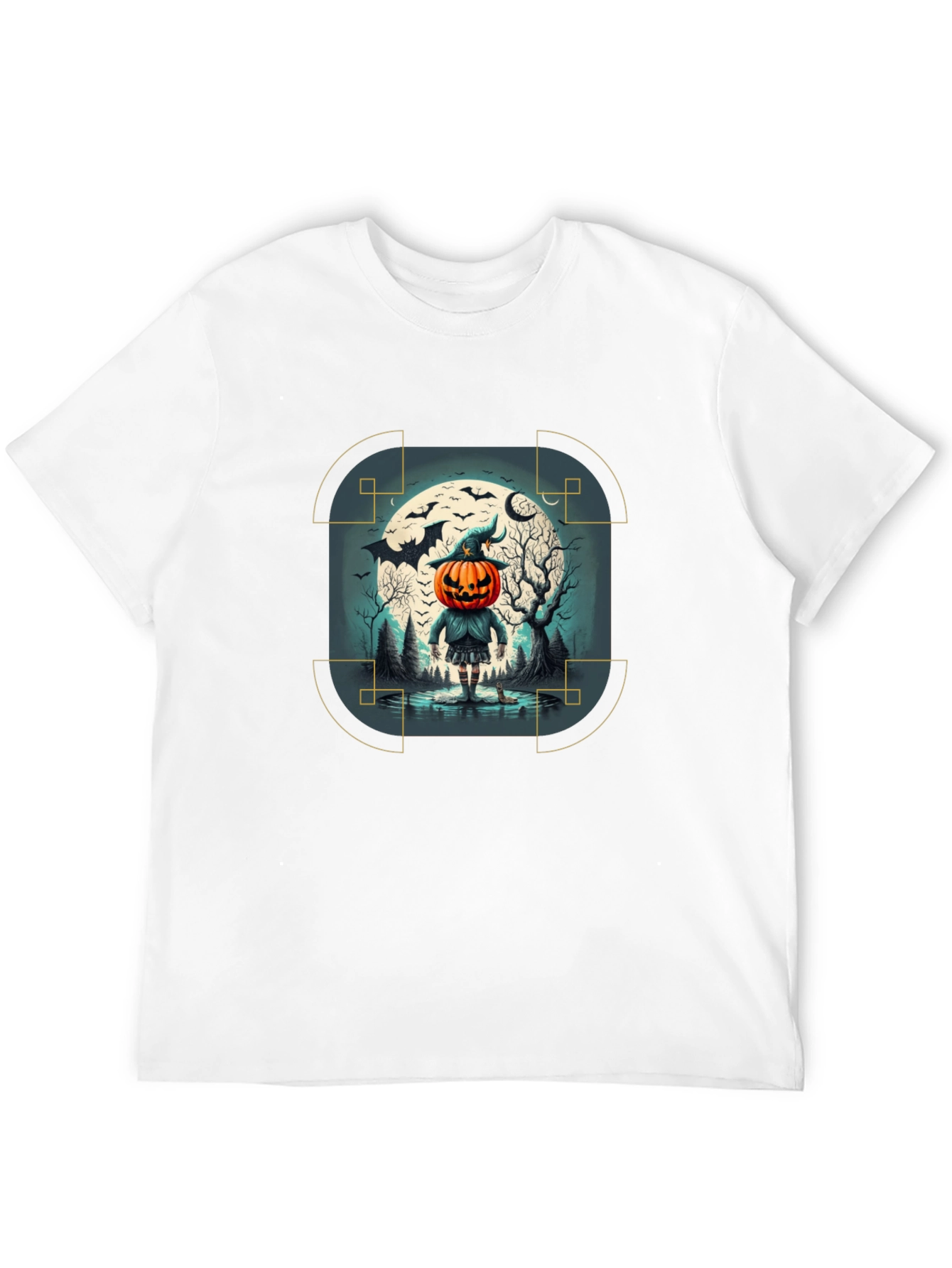 Halloween Pumpkin Head Graphic Tee - Mens Black T-Shirt