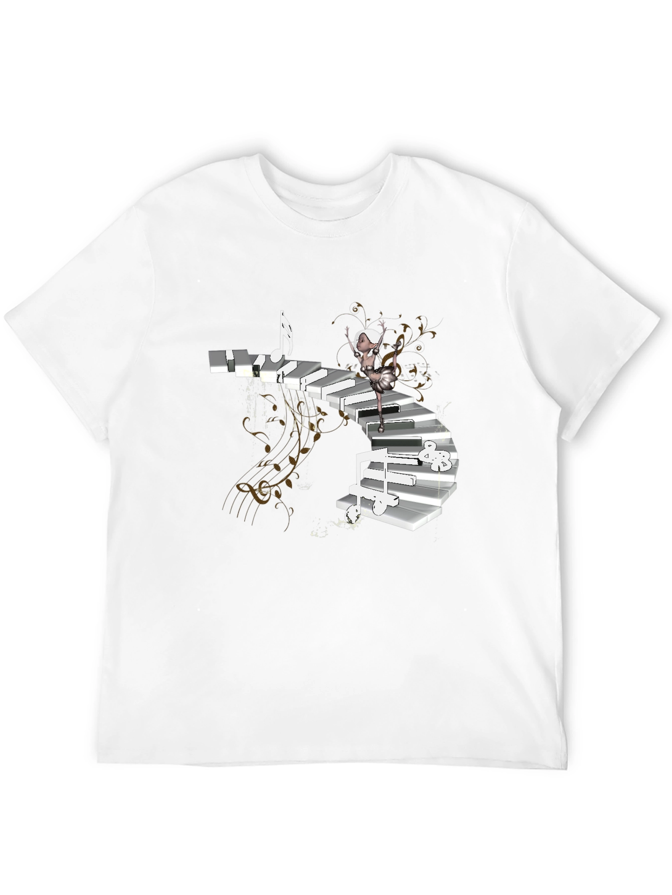 Piano Stairs Dancer Black T-Shirt