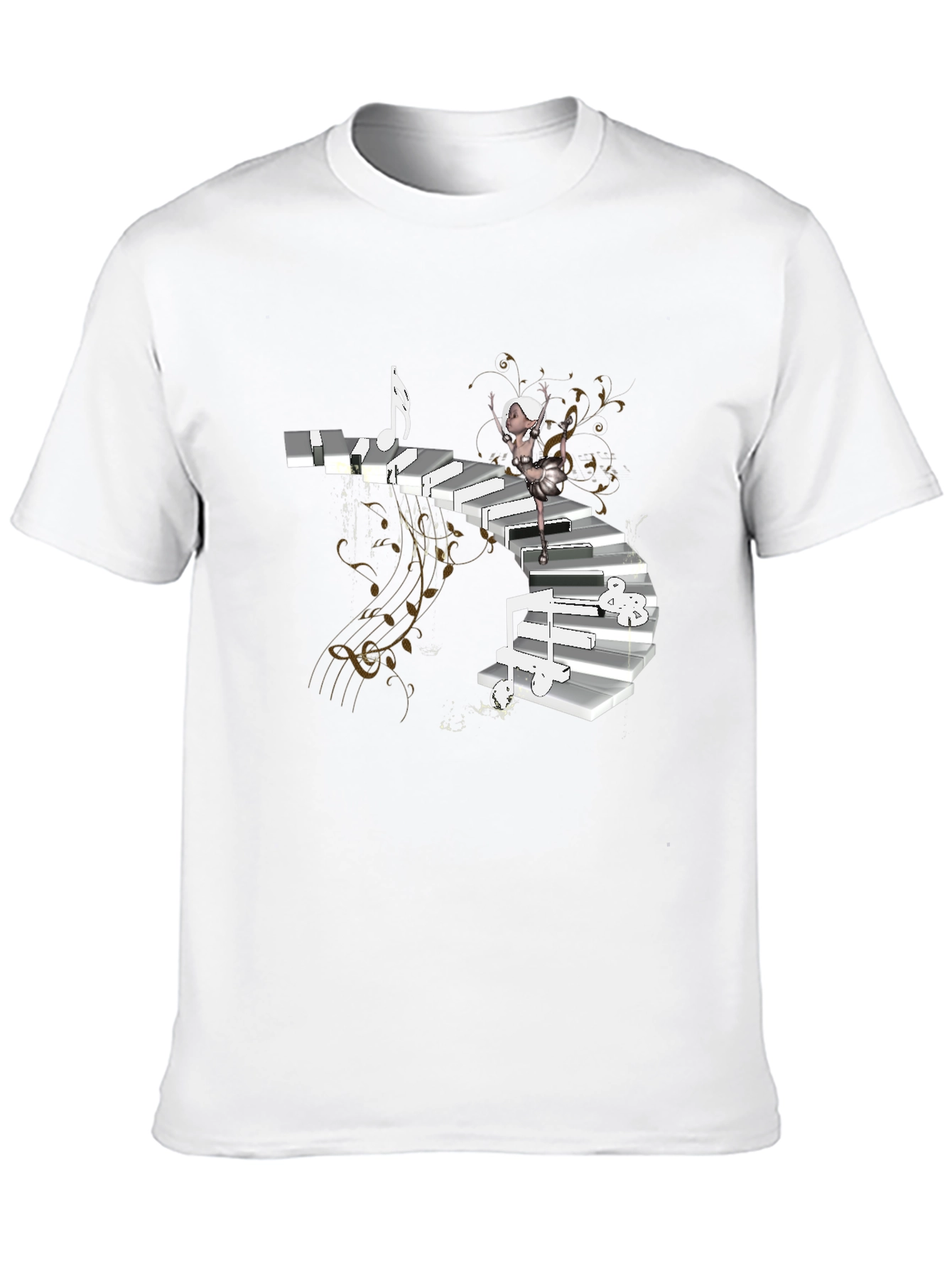 Piano Stairs Dancer Black T-Shirt