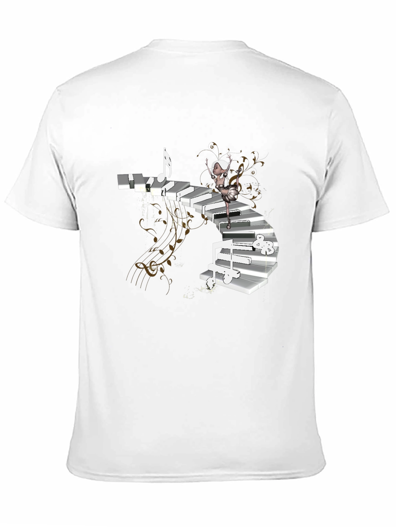 Piano Stairs Dancer Black T-Shirt