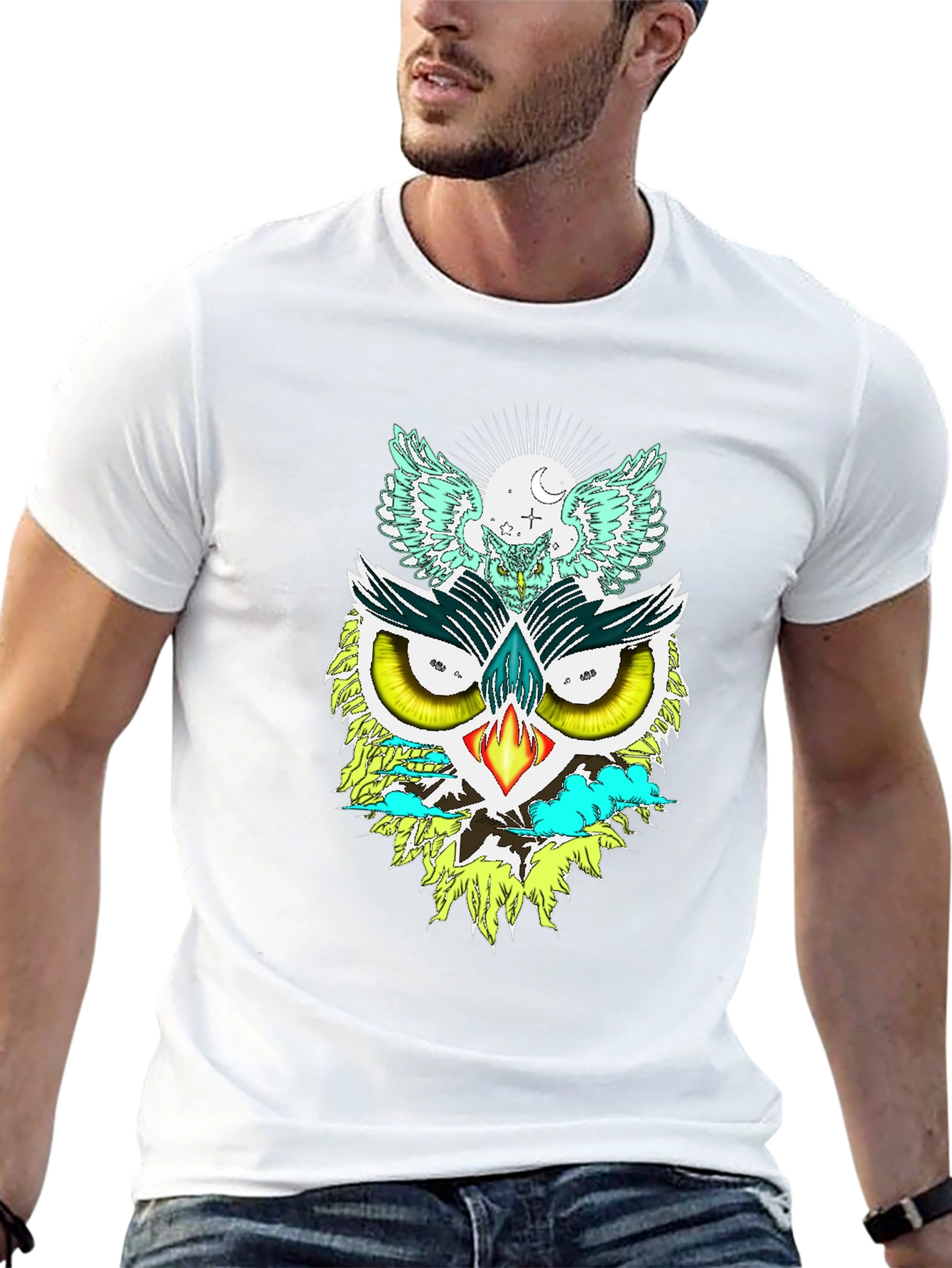 Unique Owl Graphic Print Tee