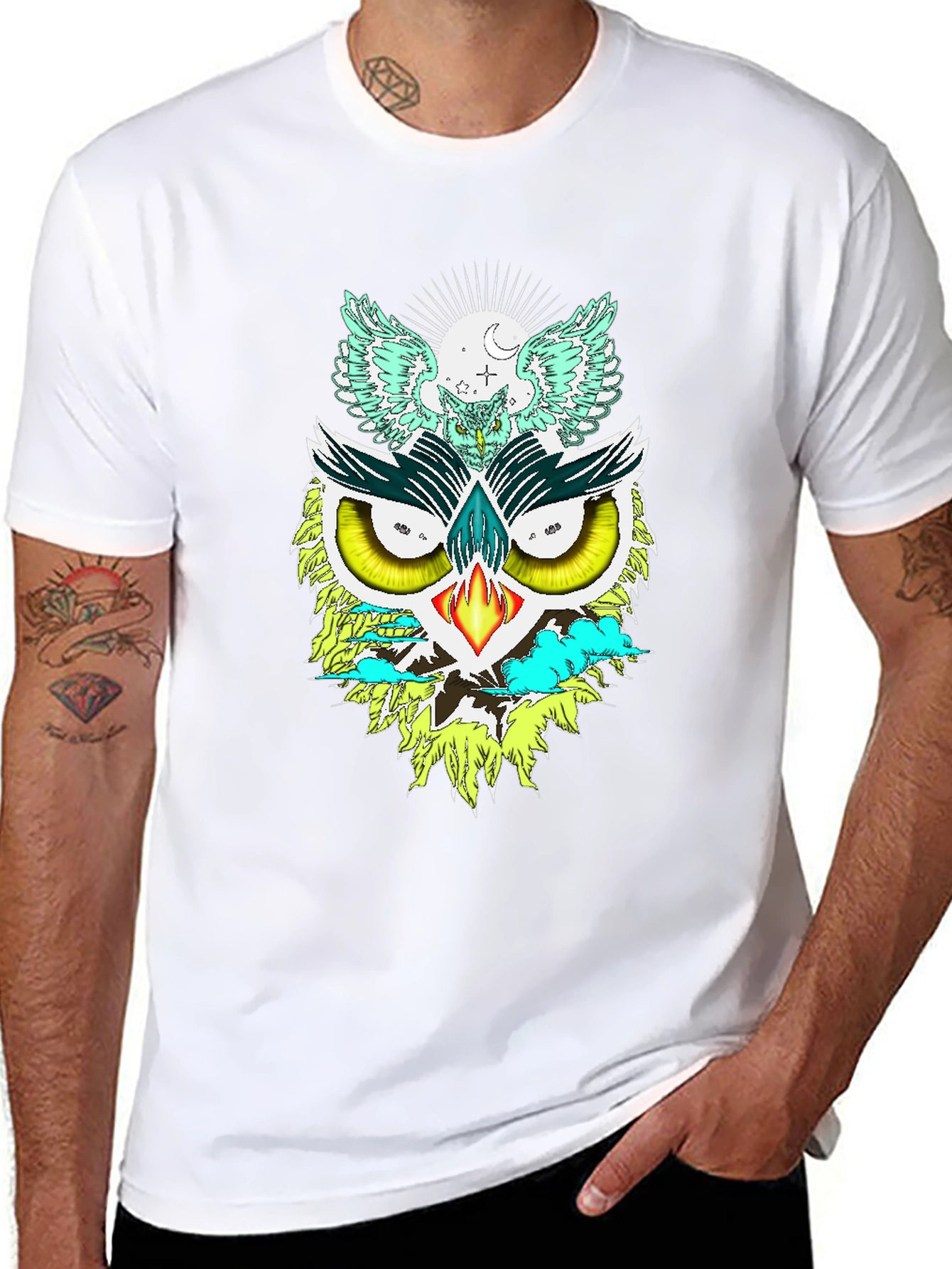 Unique Owl Graphic Print Tee