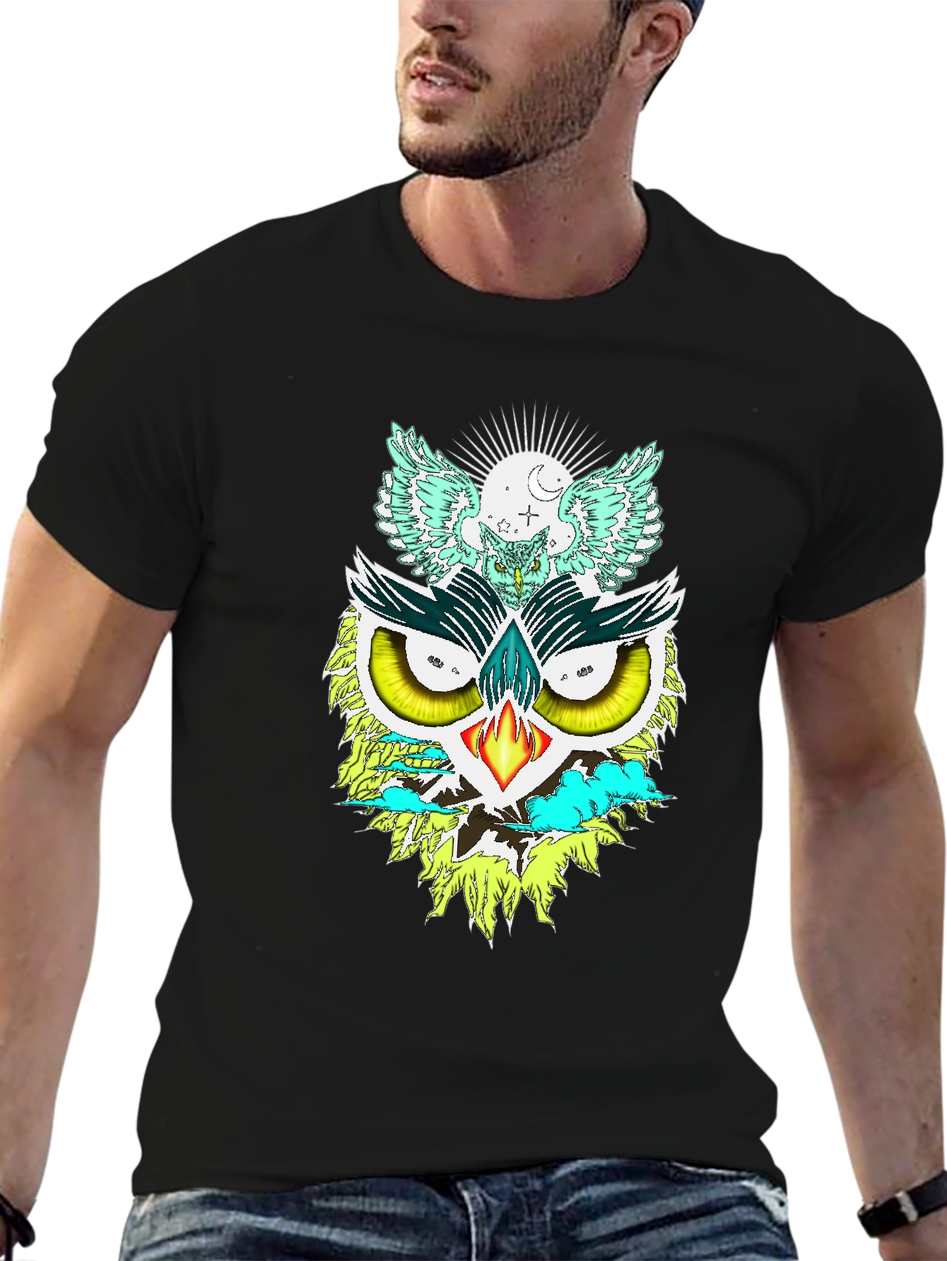 Unique Owl Graphic Print Tee