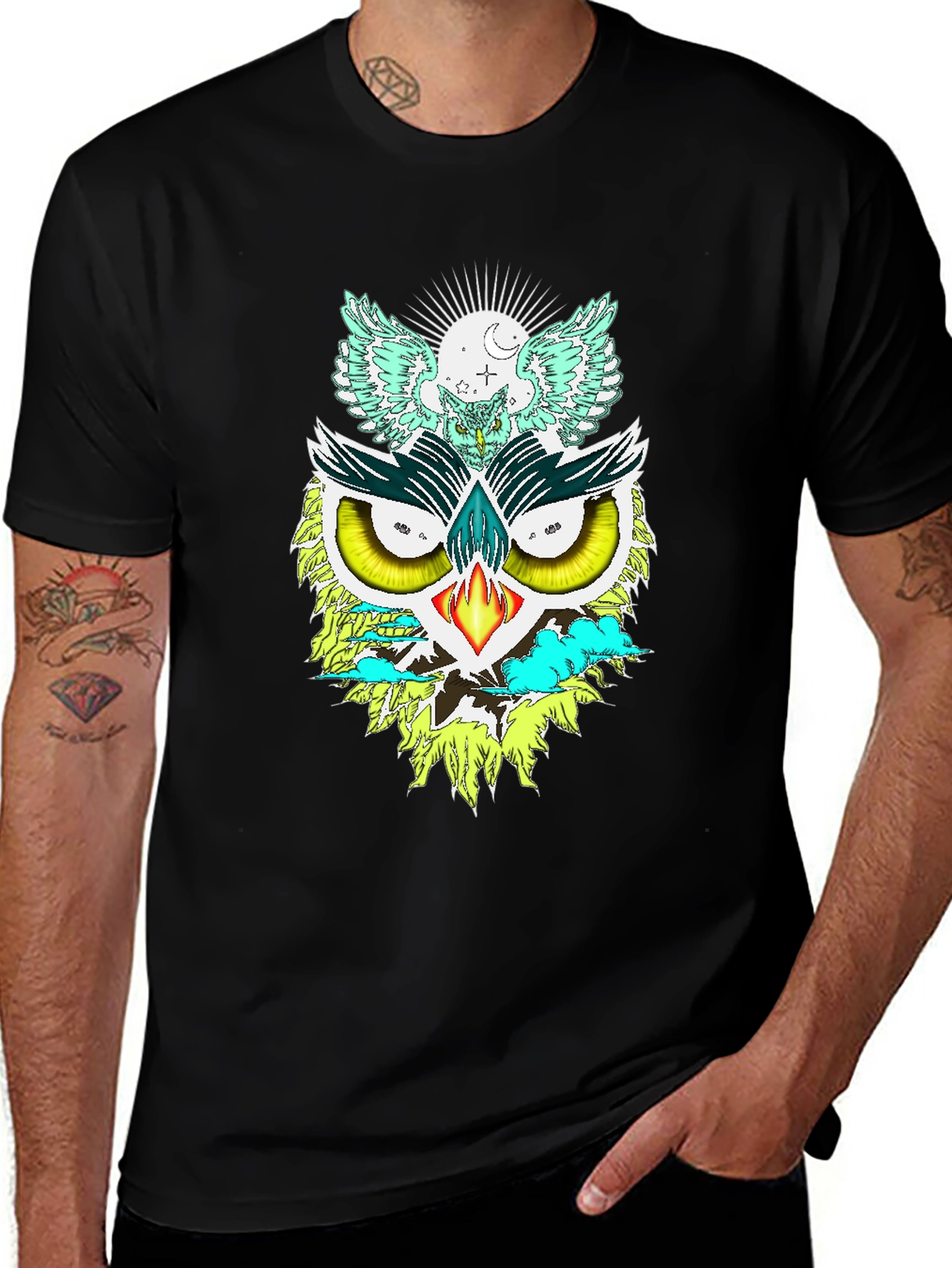 Unique Owl Graphic Print Tee
