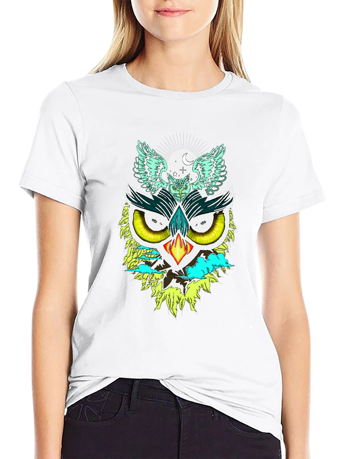 Unique Owl Graphic Print Tee