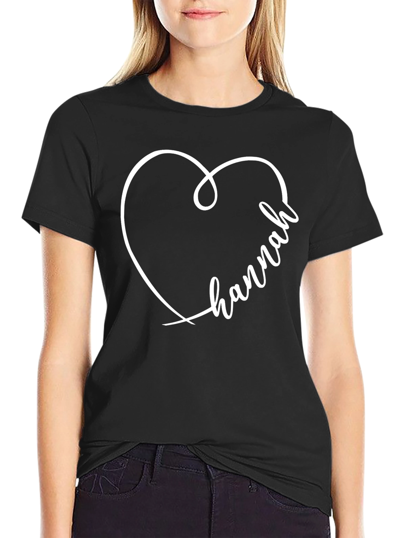 Heart Hannah Graphic Tee - Unisex Black T-Shirt