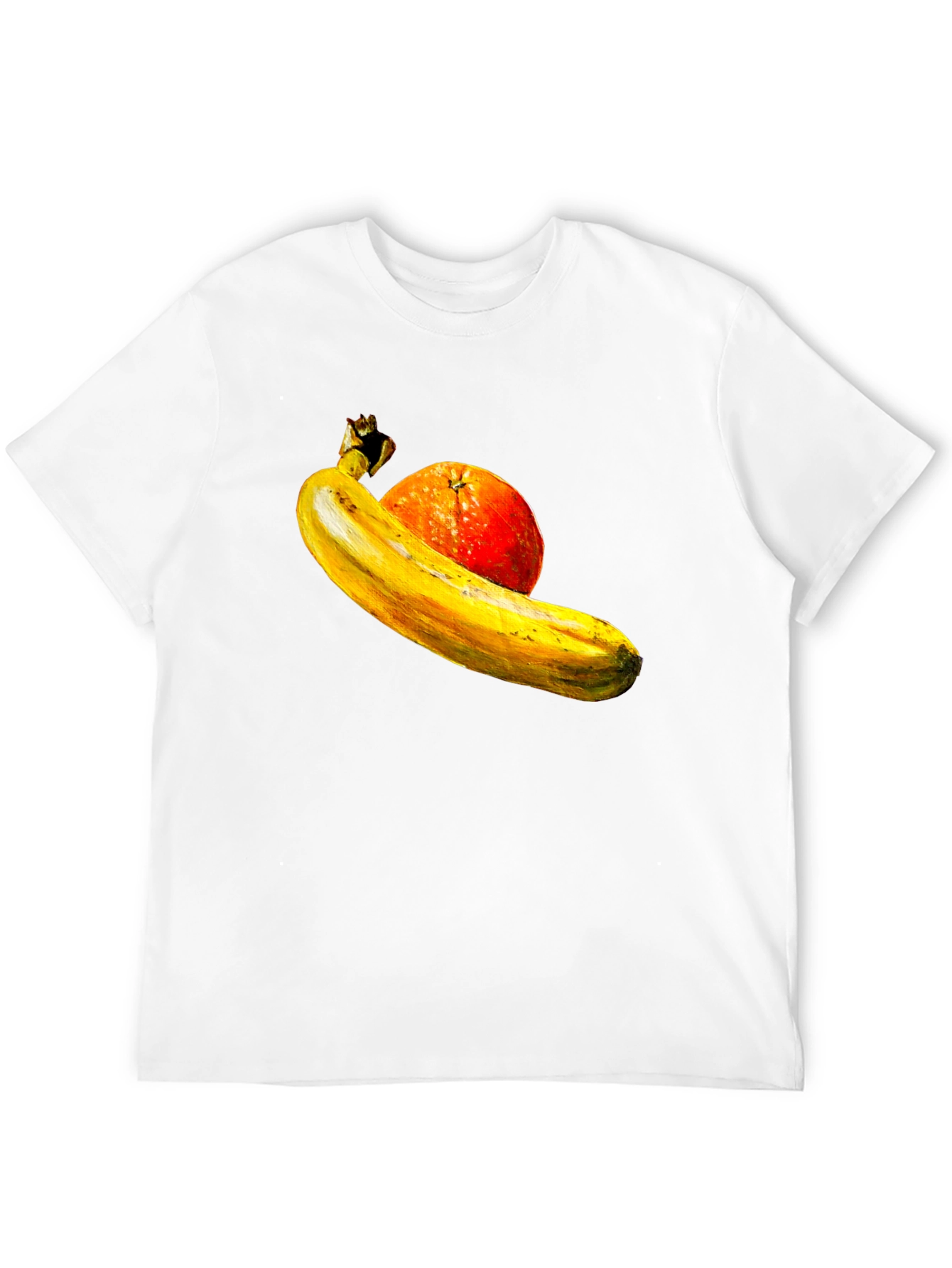 Banana Orange Graphic Print Black T-Shirt