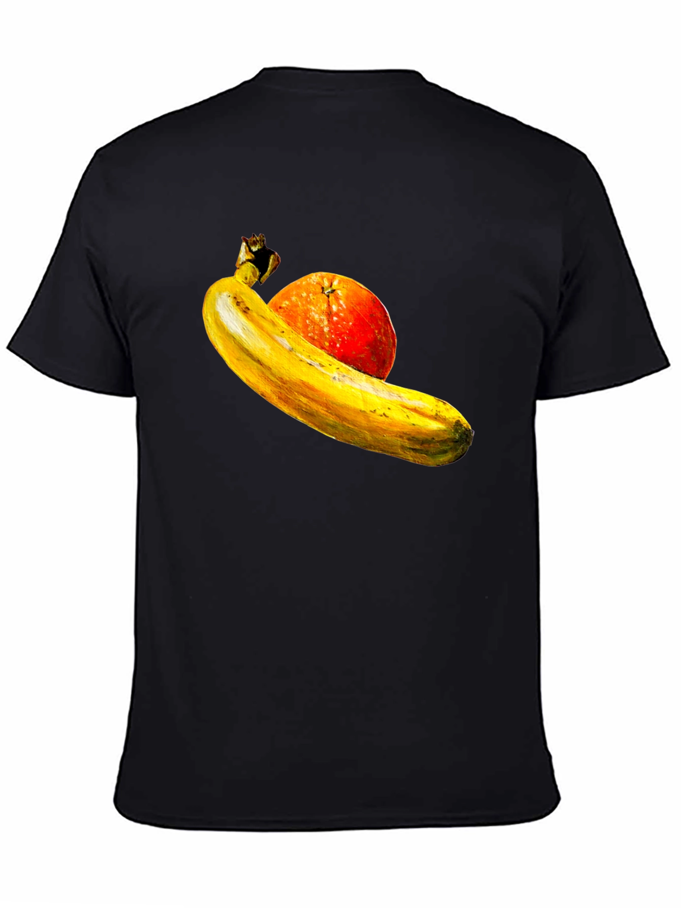 Banana Orange Graphic Print Black T-Shirt