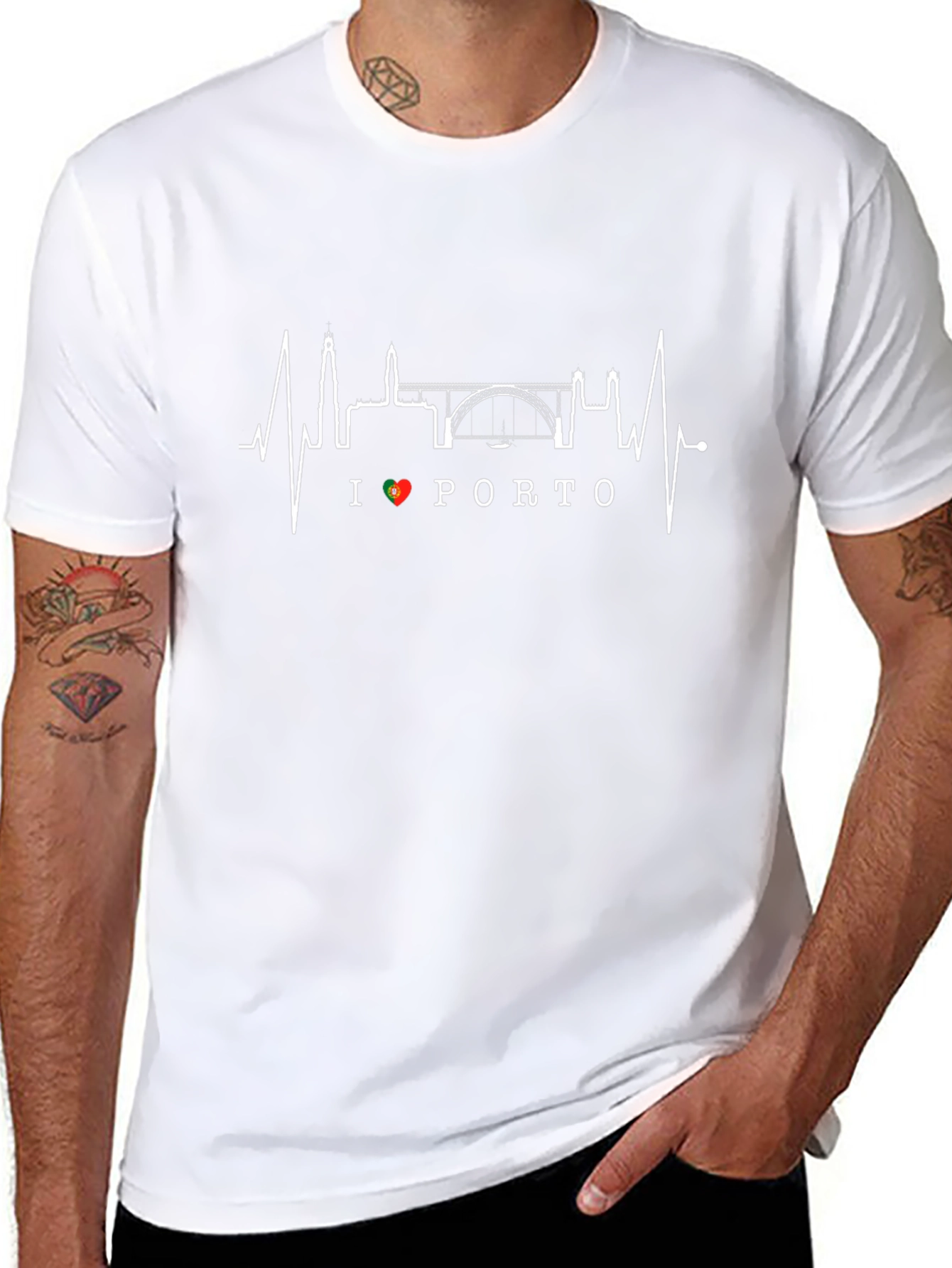 I Heart Porto T-Shirt - Cityscape Heartbeat Design