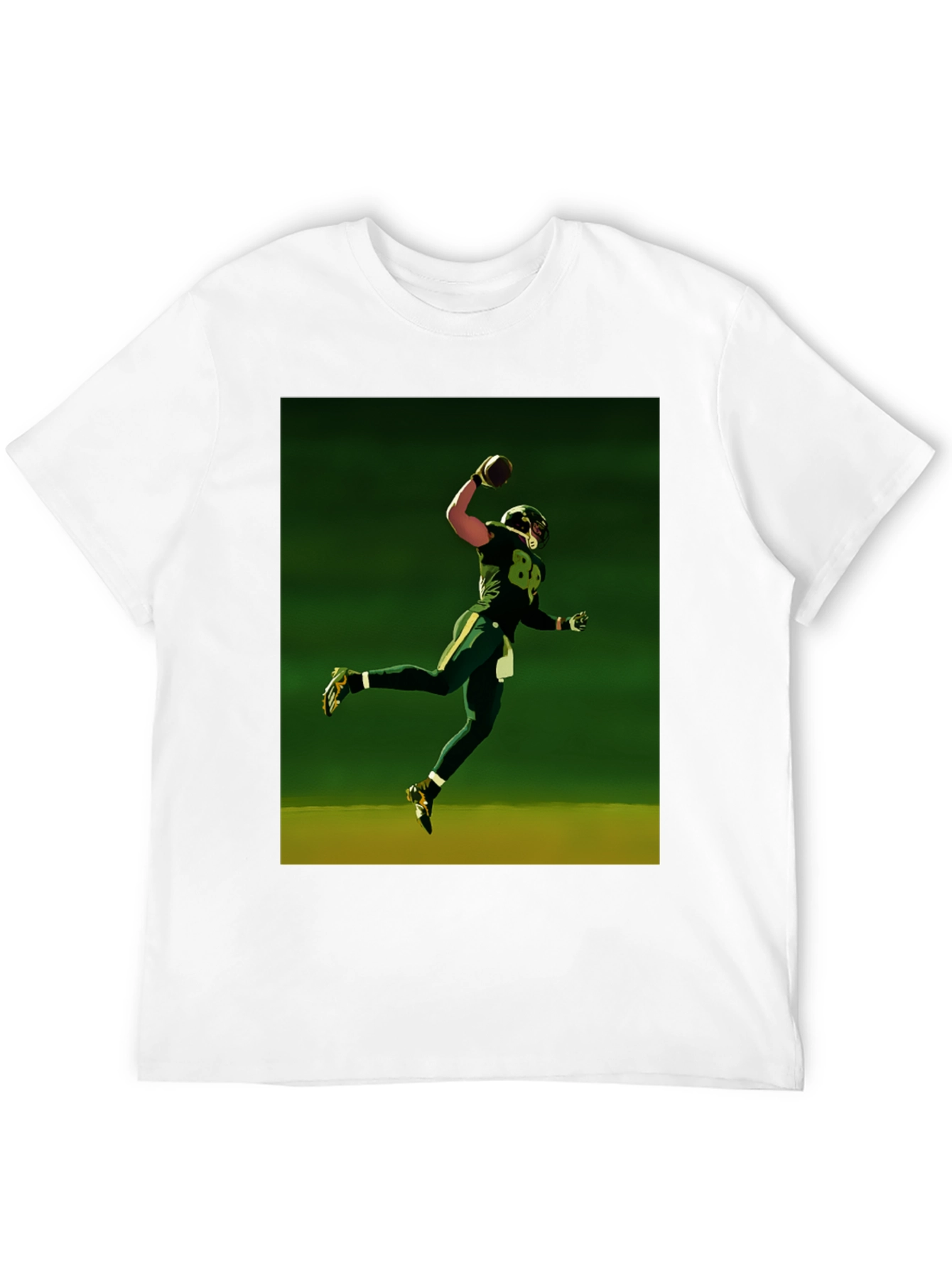 Football Player Graphic Tee - Black Cotton Shirt