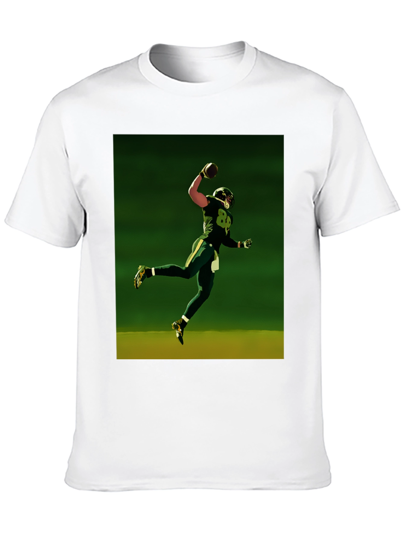 Football Player Graphic Tee - Black Cotton Shirt