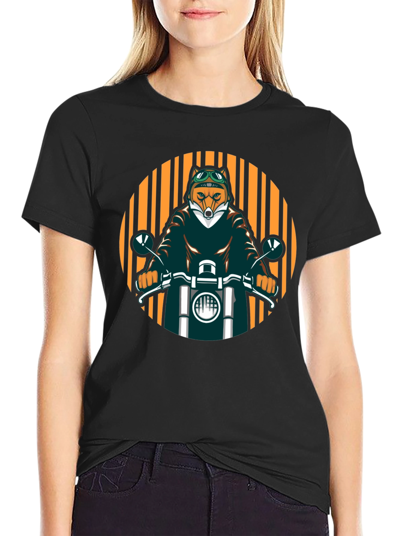 Cool Fox Biker Black T-Shirt