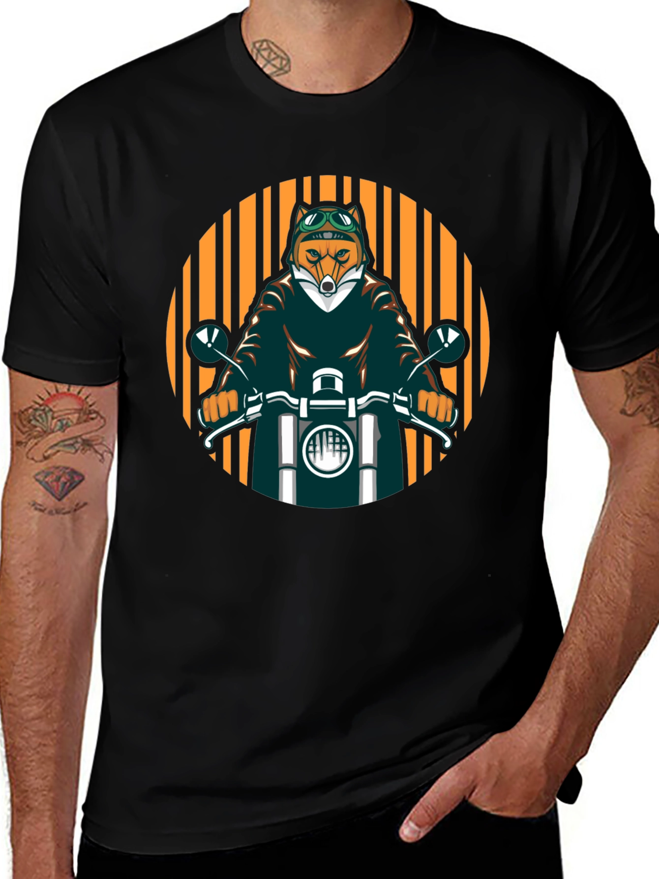 Cool Fox Biker Black T-Shirt