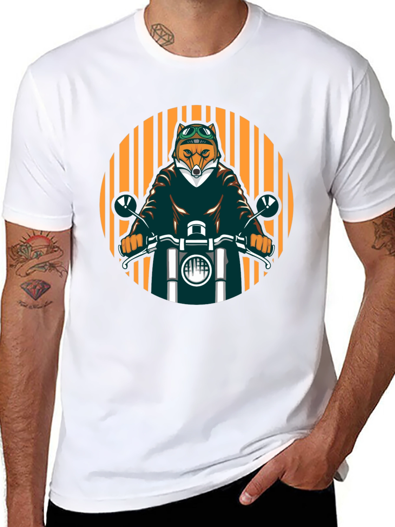 Cool Fox Biker Black T-Shirt